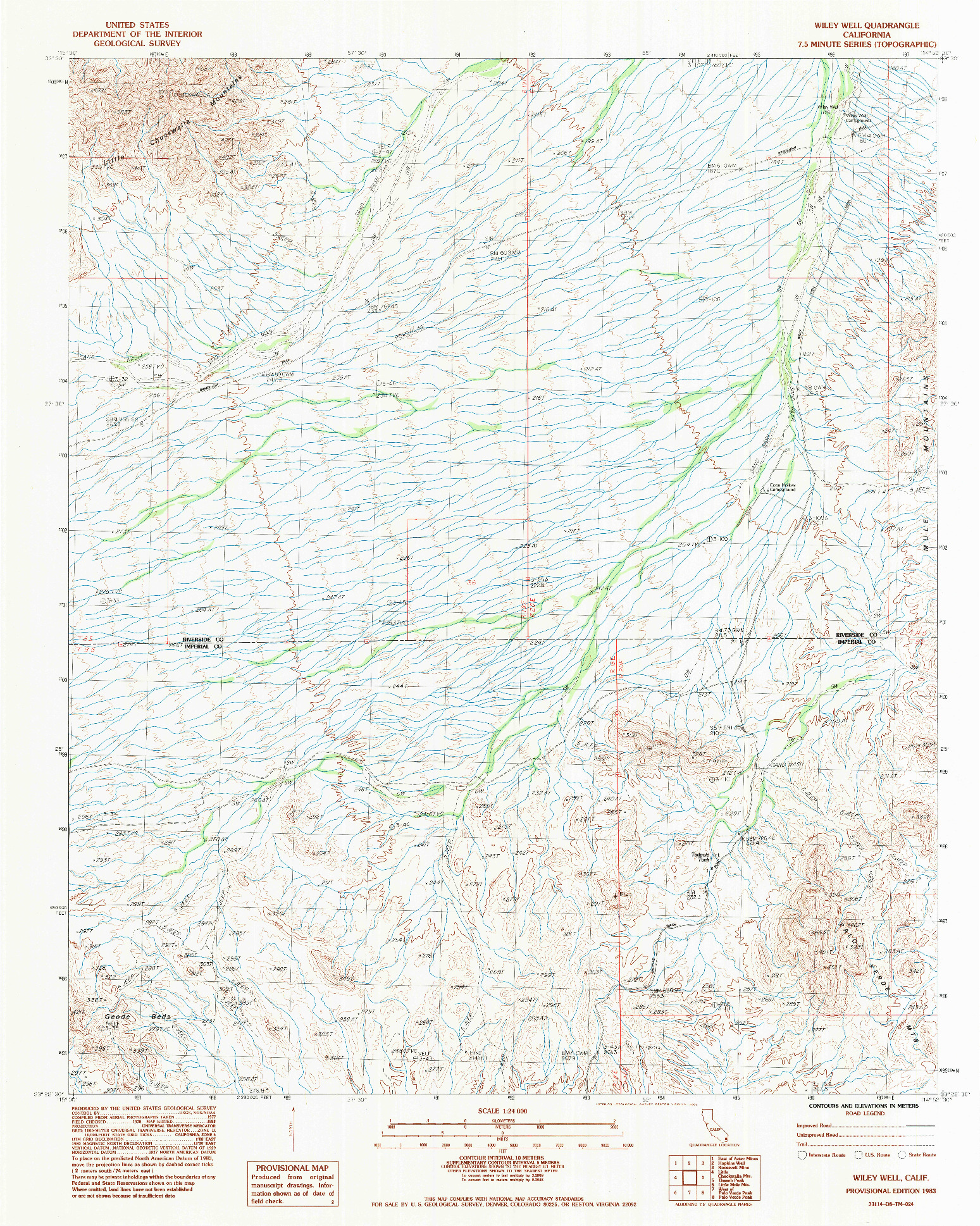 USGS 1:24000-SCALE QUADRANGLE FOR WILEY WELL, CA 1983