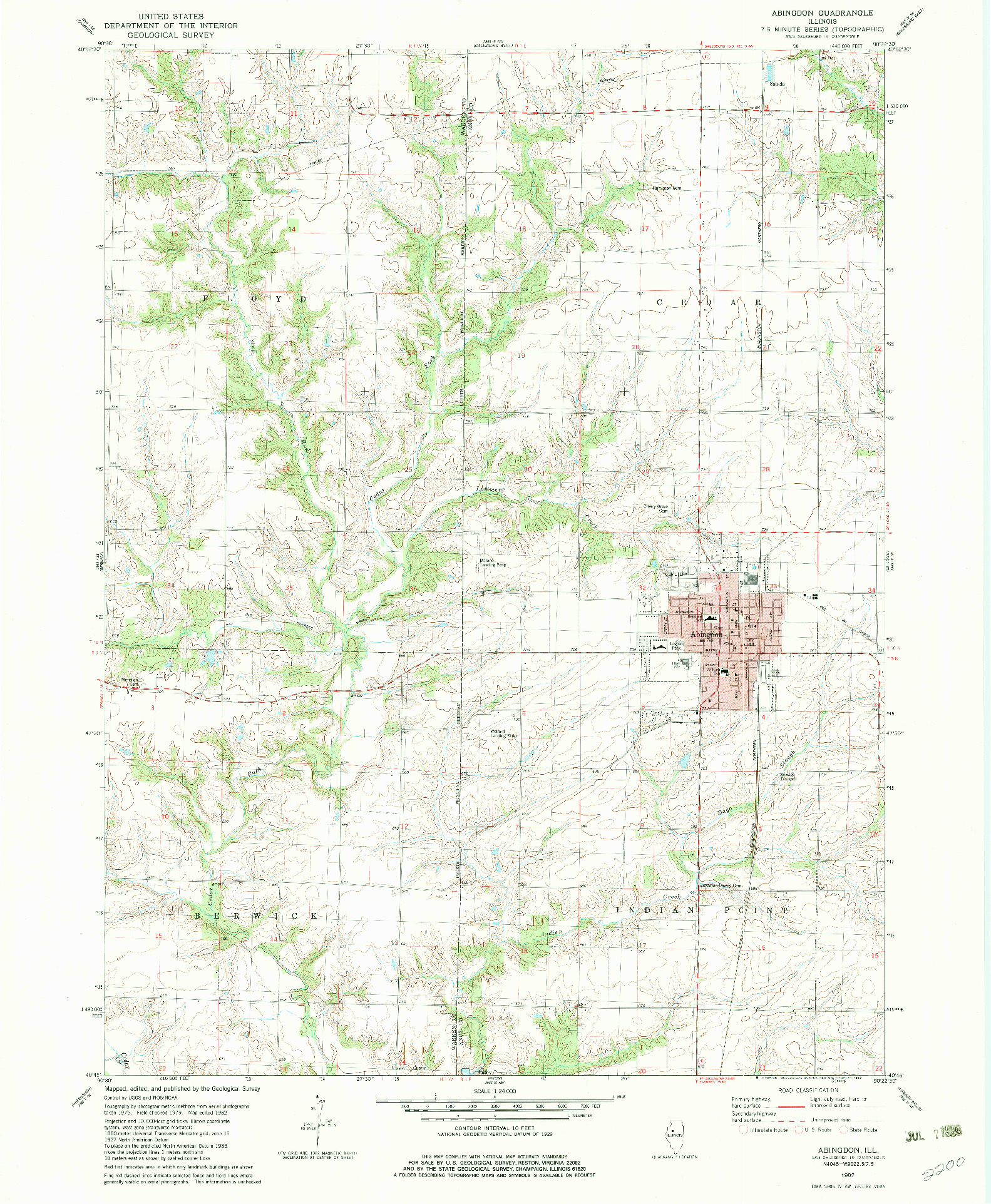USGS 1:24000-SCALE QUADRANGLE FOR ABINGDON, IL 1982