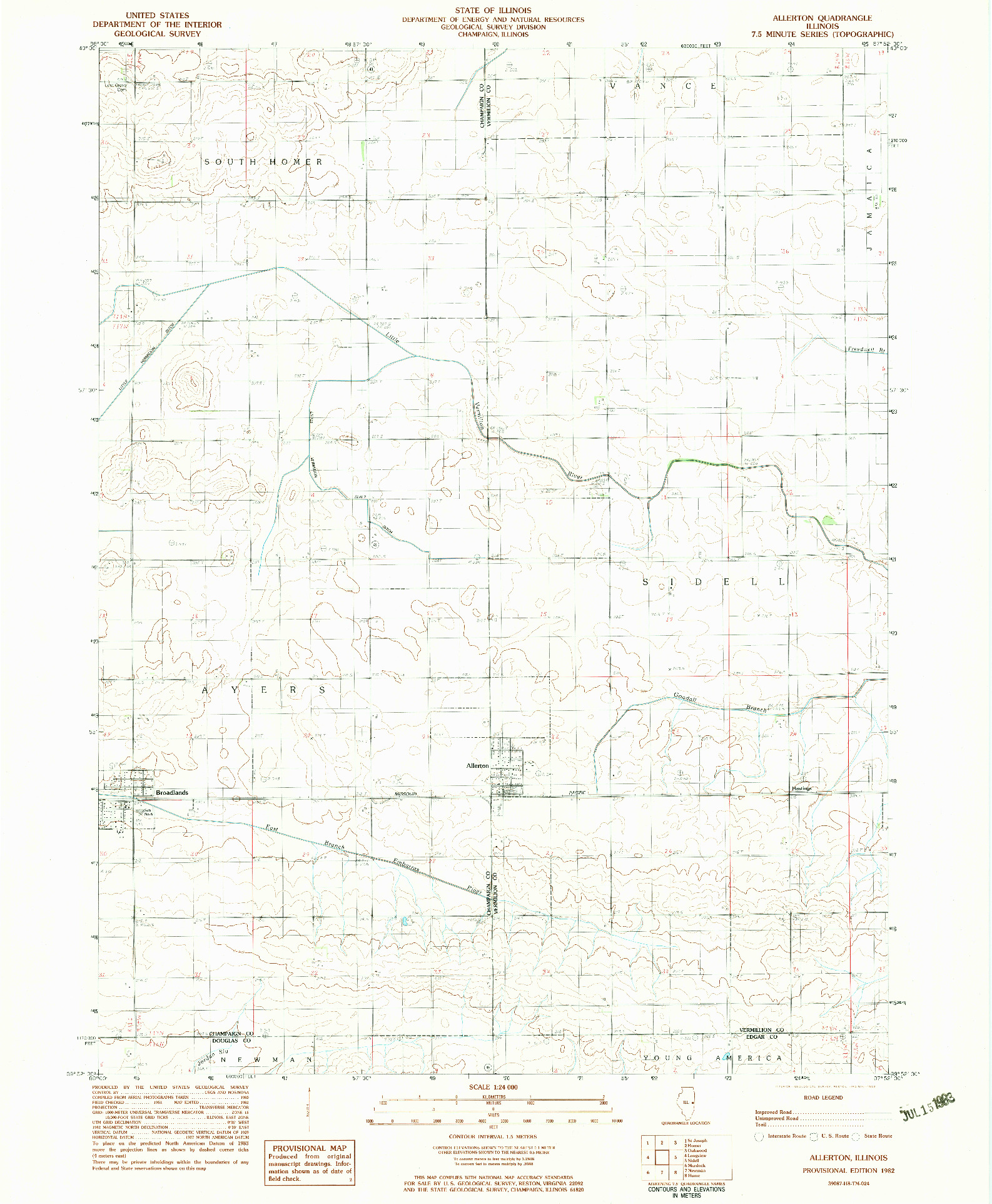 USGS 1:24000-SCALE QUADRANGLE FOR ALLERTON, IL 1982