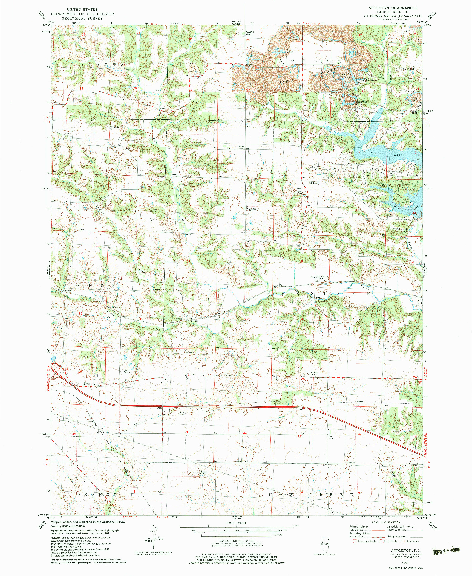 USGS 1:24000-SCALE QUADRANGLE FOR APPLETON, IL 1982