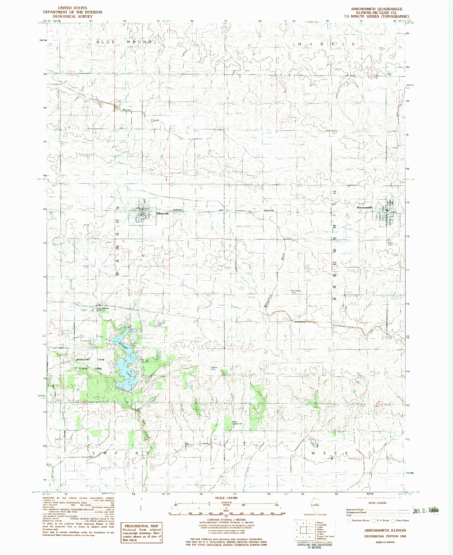 USGS 1:24000-SCALE QUADRANGLE FOR ARROWSMITH, IL 1983