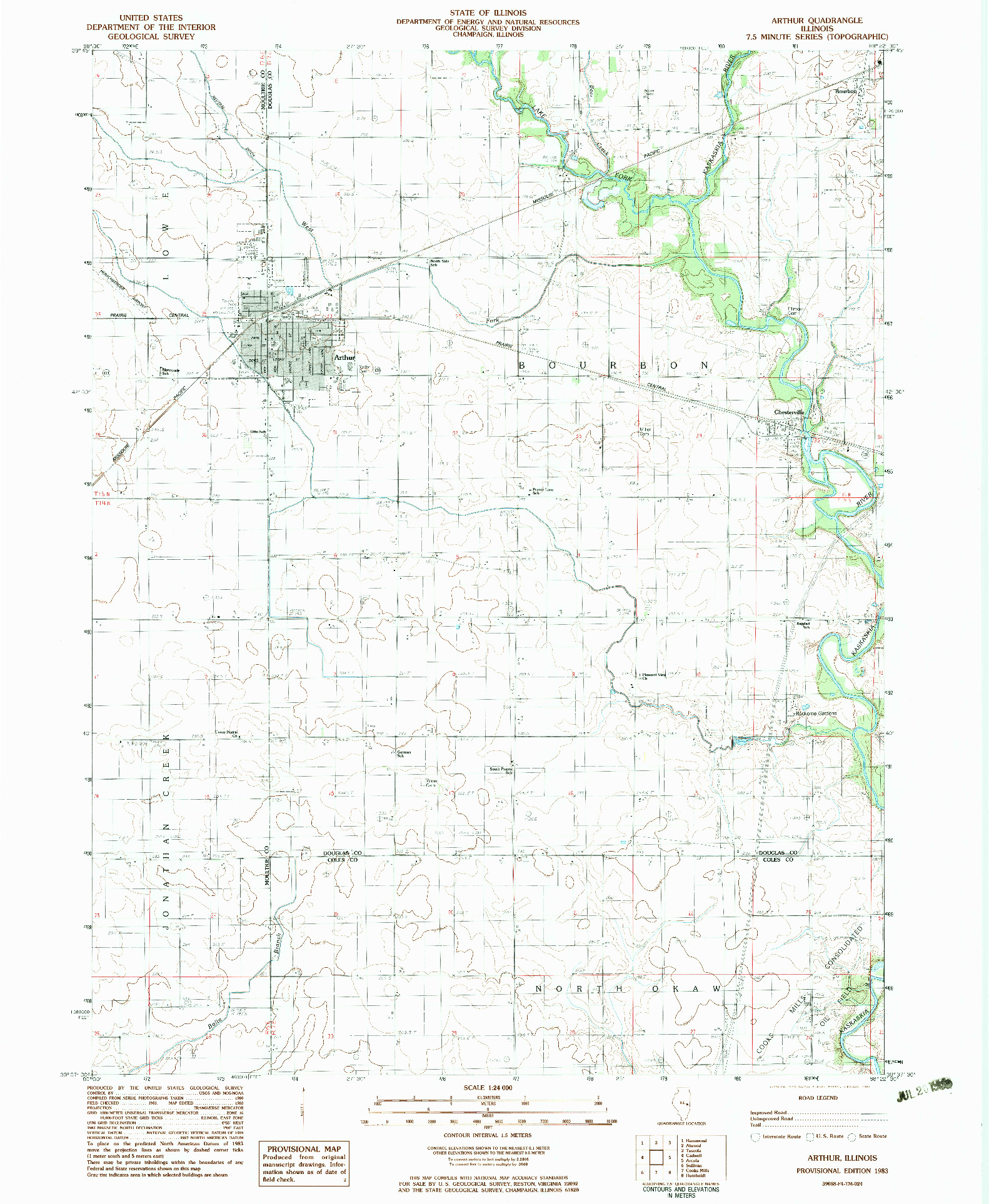 USGS 1:24000-SCALE QUADRANGLE FOR ARTHUR, IL 1983