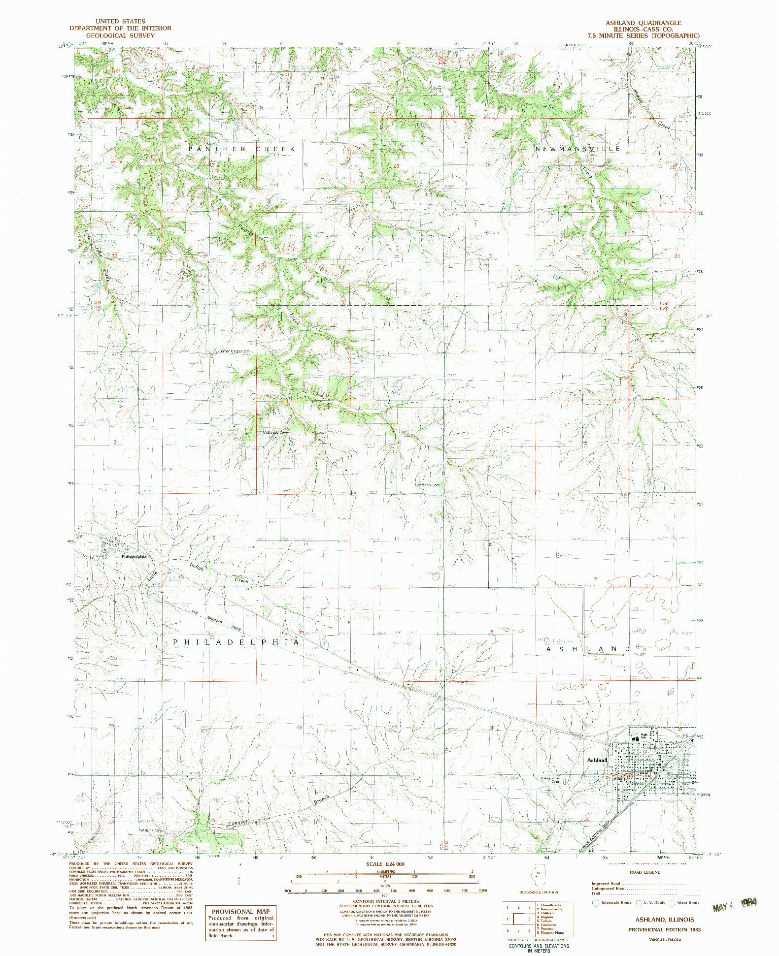 USGS 1:24000-SCALE QUADRANGLE FOR ASHLAND, IL 1983