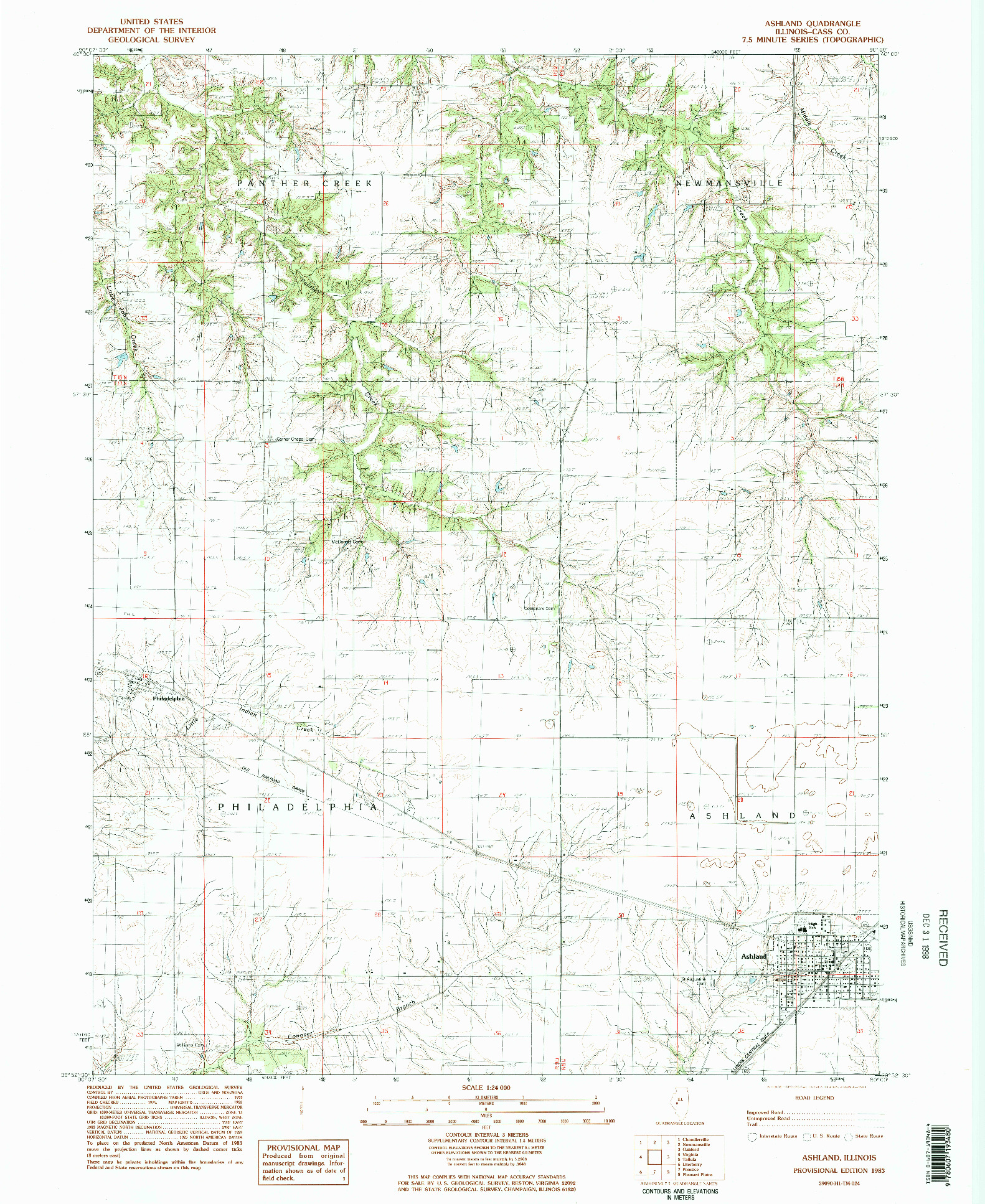 USGS 1:24000-SCALE QUADRANGLE FOR ASHLAND, IL 1983