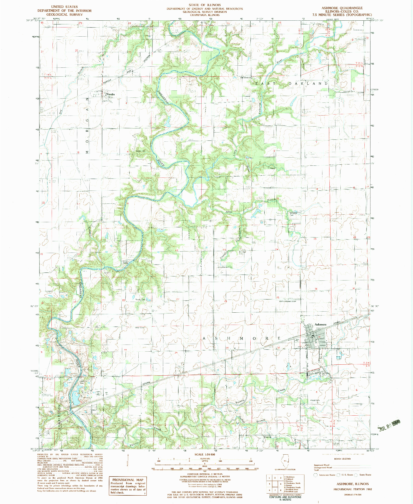 USGS 1:24000-SCALE QUADRANGLE FOR ASHMORE, IL 1982