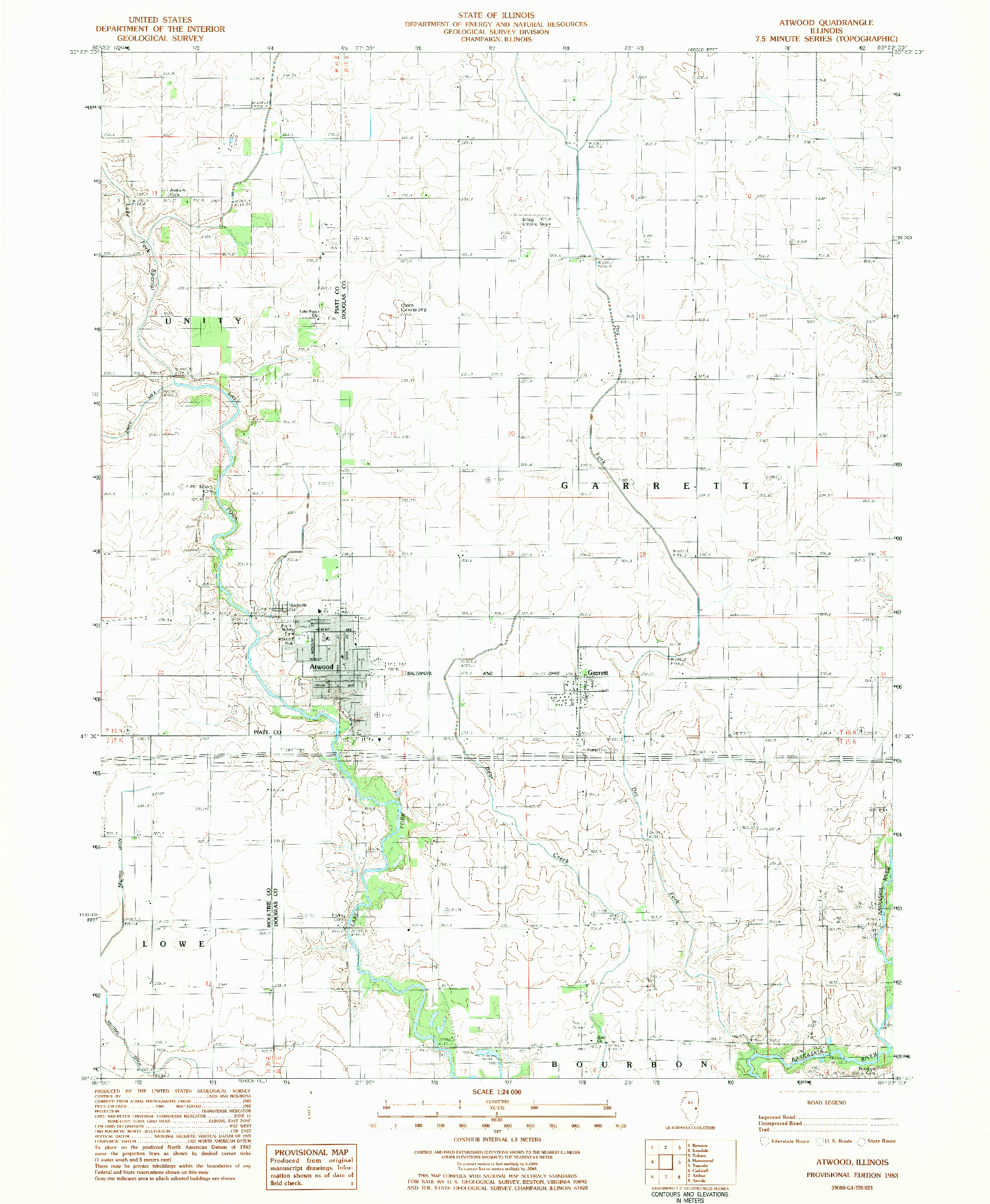 USGS 1:24000-SCALE QUADRANGLE FOR ATWOOD, IL 1983