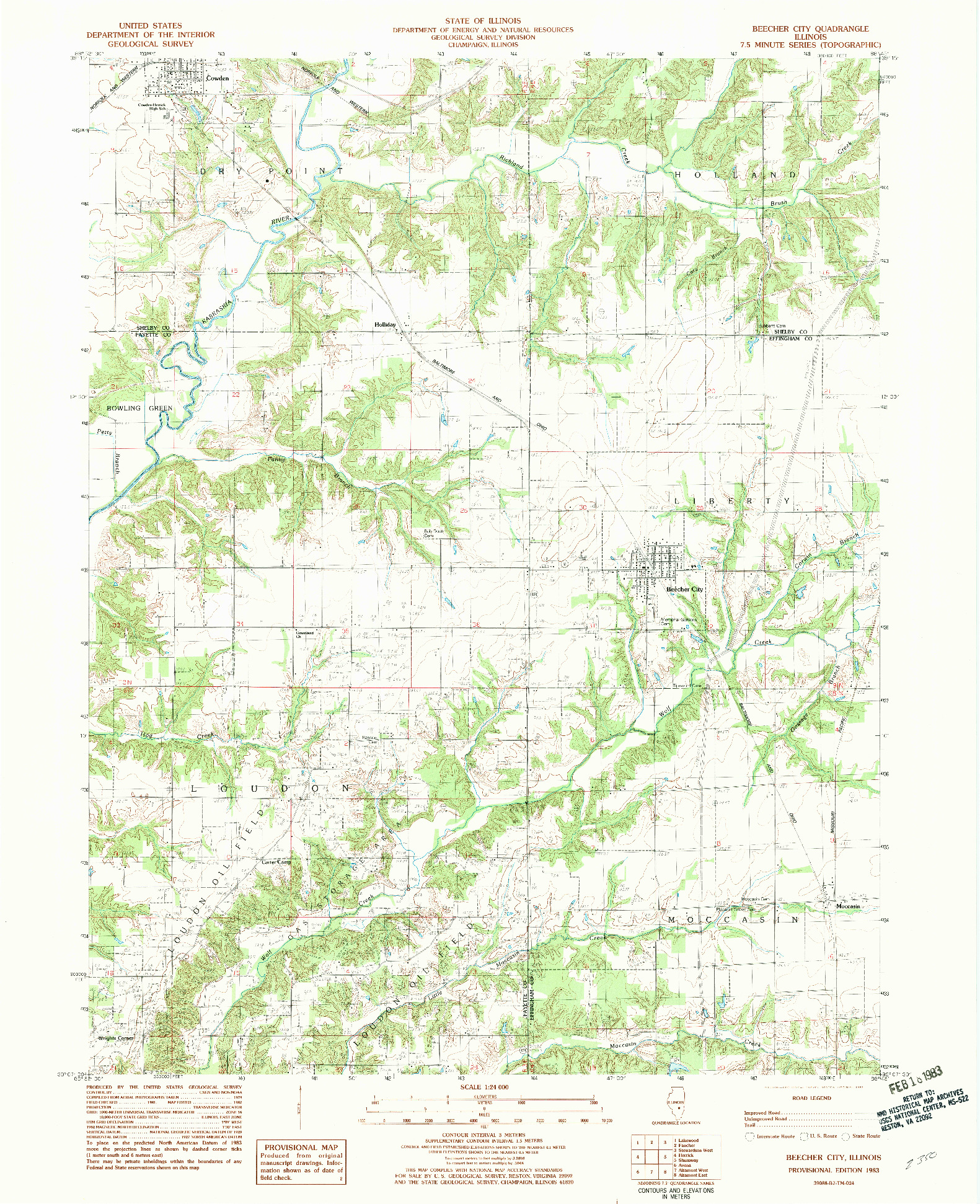 USGS 1:24000-SCALE QUADRANGLE FOR BEECHER CITY, IL 1983