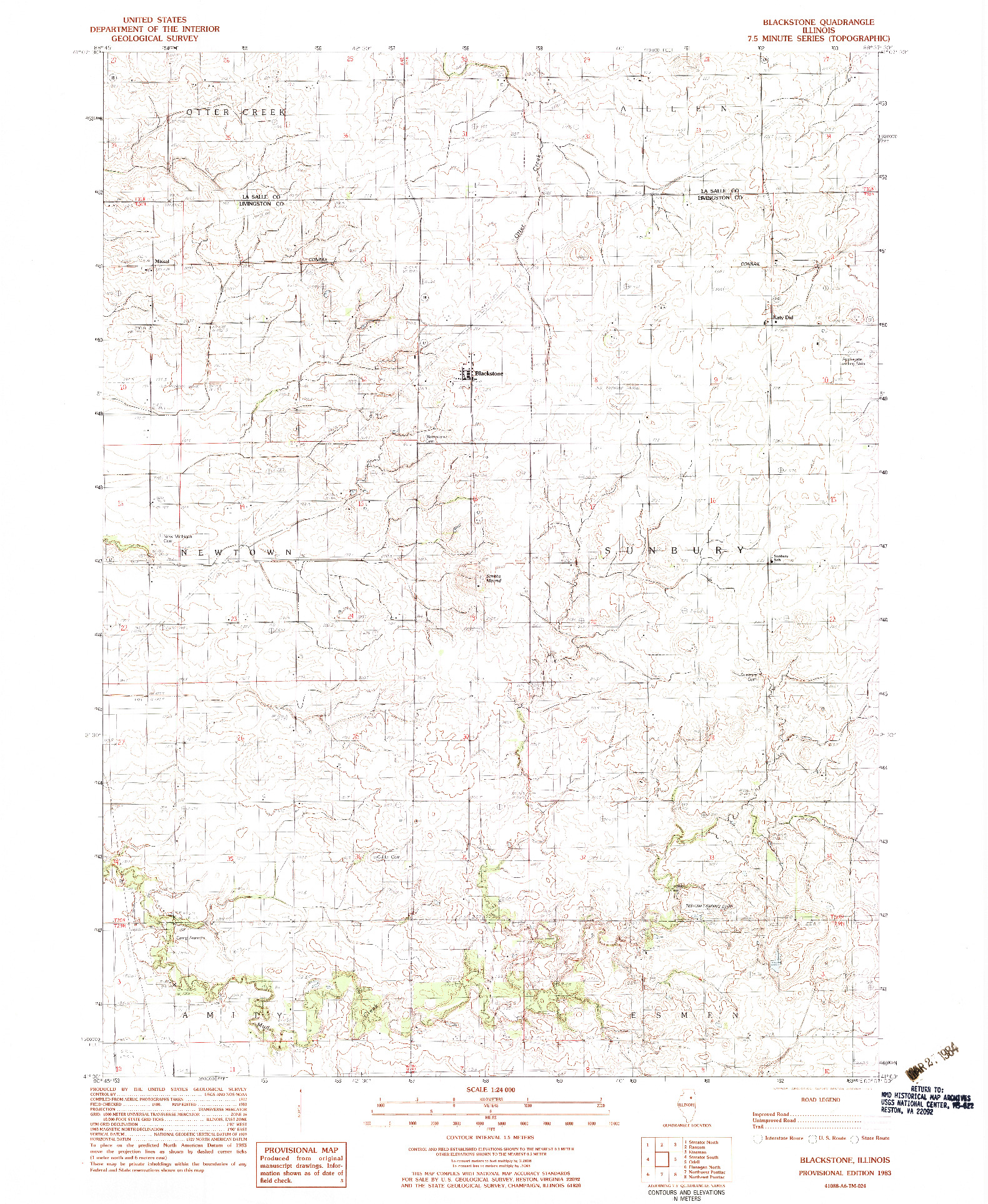 USGS 1:24000-SCALE QUADRANGLE FOR BLACKSTONE, IL 1983