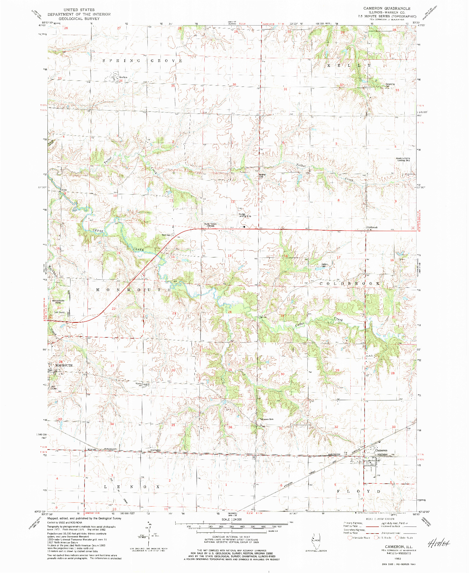 USGS 1:24000-SCALE QUADRANGLE FOR CAMERON, IL 1982