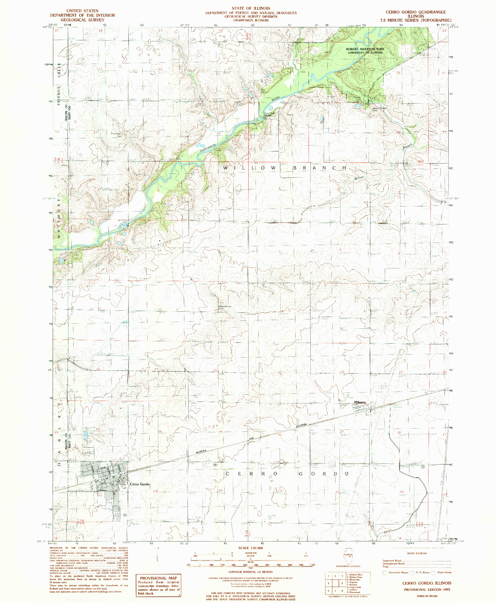 USGS 1:24000-SCALE QUADRANGLE FOR CERRO GORDO, IL 1983