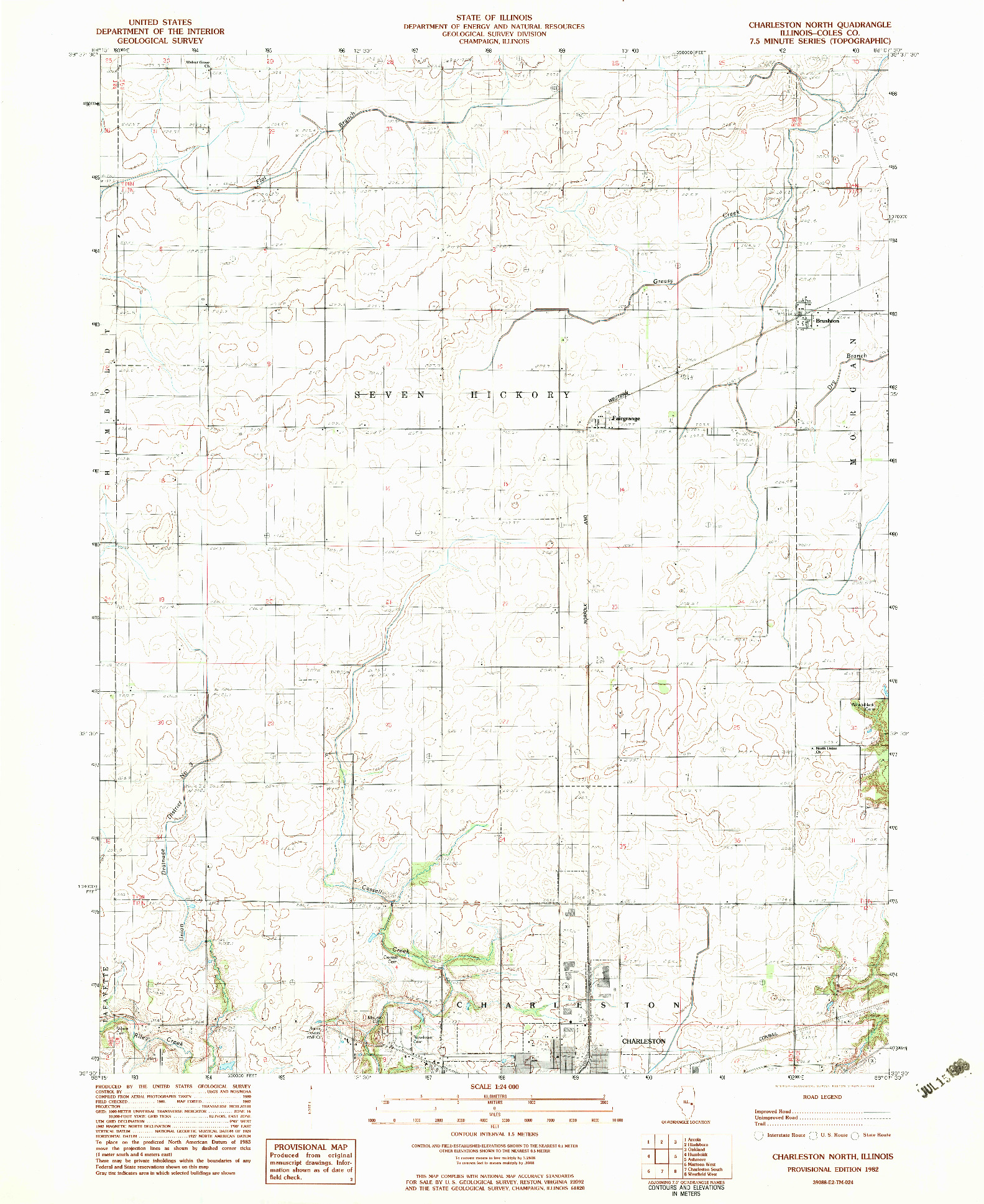 USGS 1:24000-SCALE QUADRANGLE FOR CHARLESTON NORTH, IL 1982