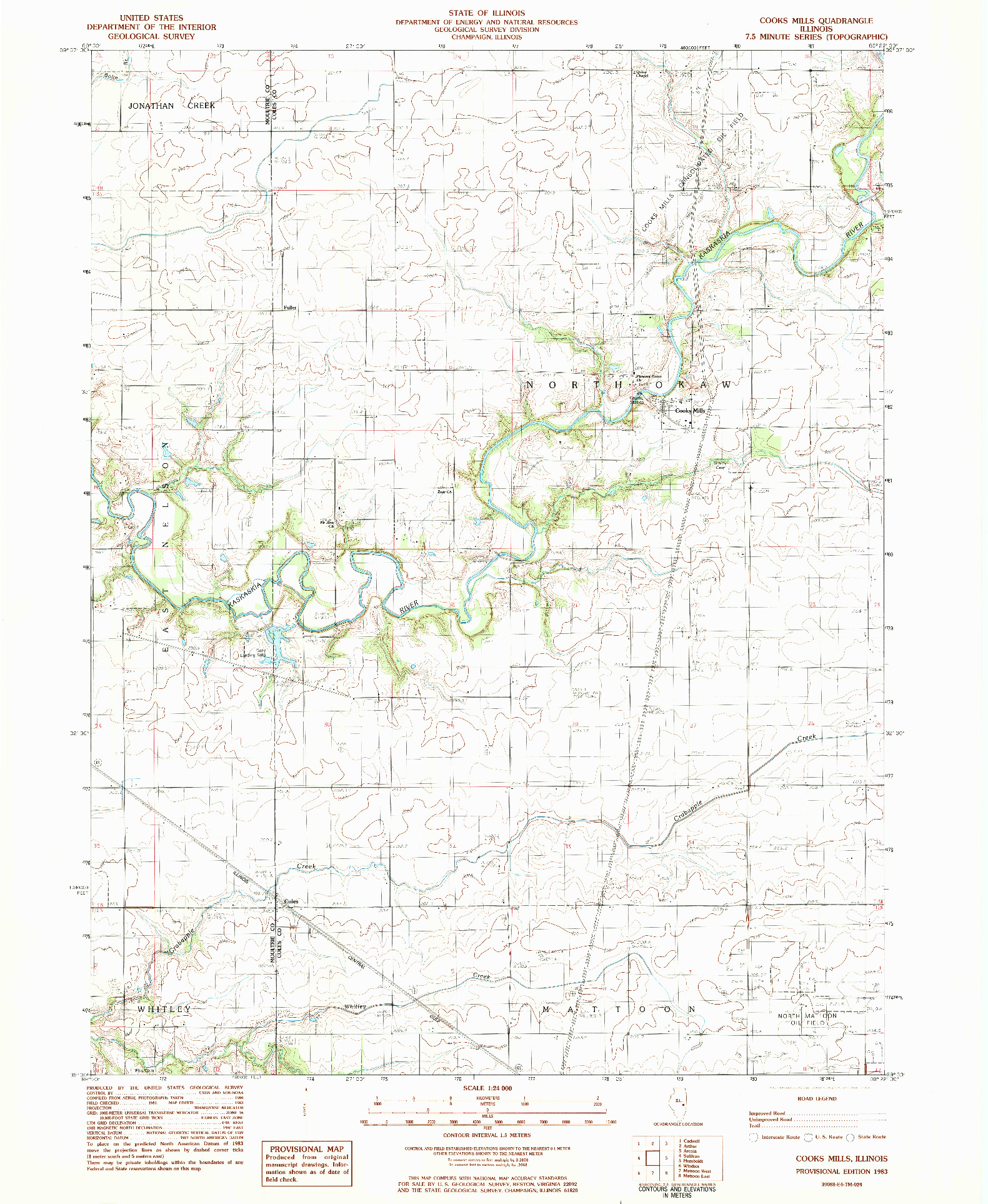 USGS 1:24000-SCALE QUADRANGLE FOR COOKS MILLS, IL 1983