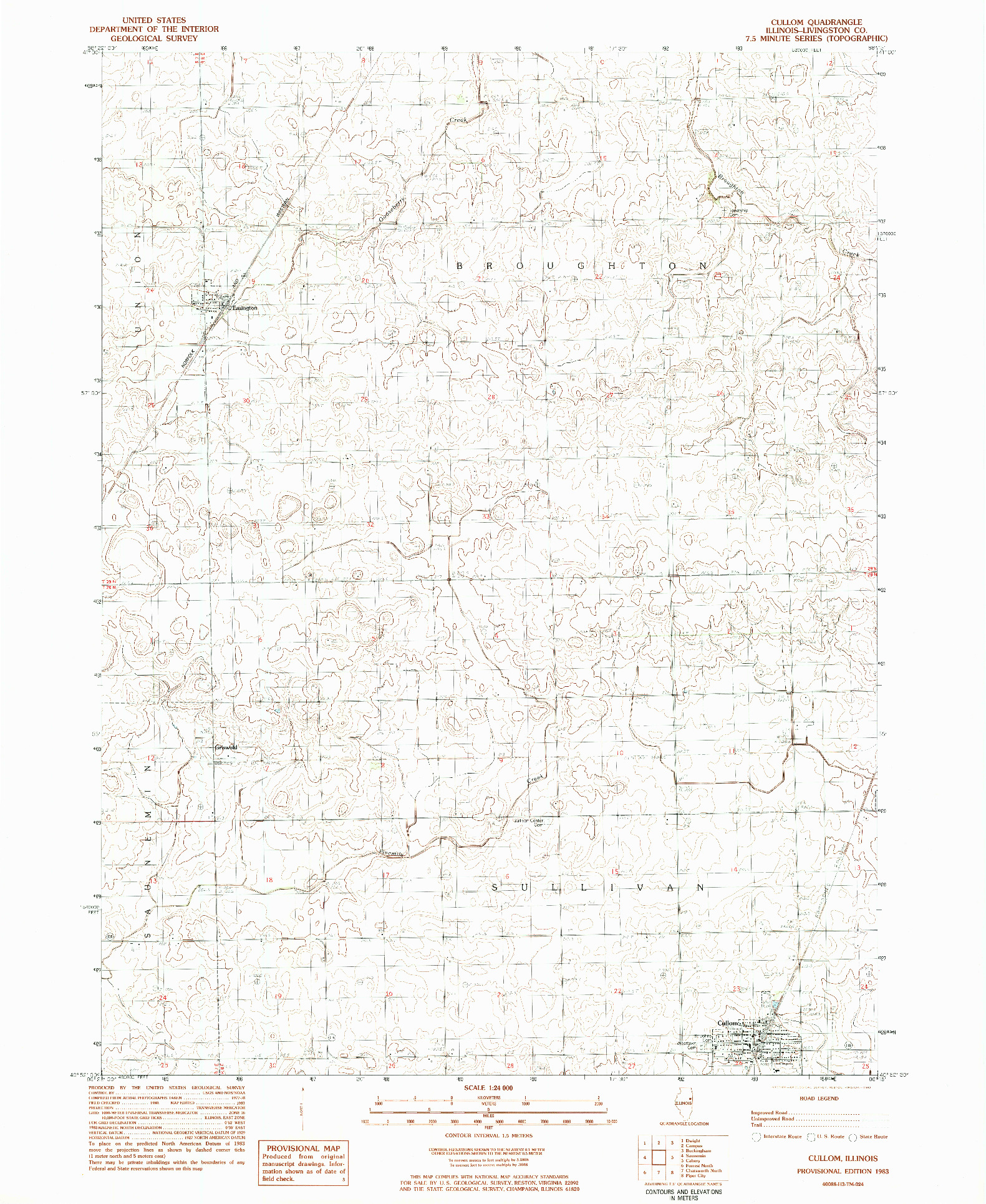 USGS 1:24000-SCALE QUADRANGLE FOR CULLOM, IL 1983