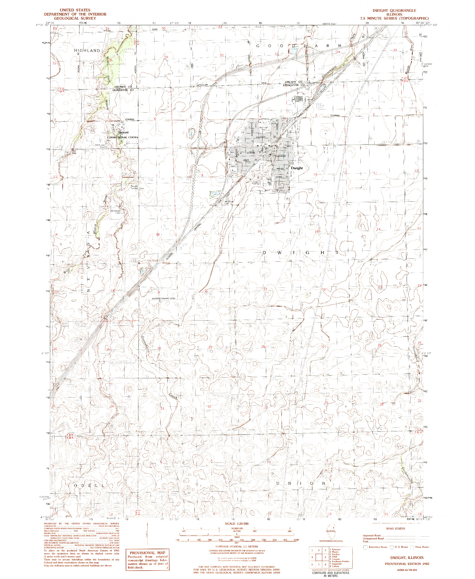 USGS 1:24000-SCALE QUADRANGLE FOR DWIGHT, IL 1983