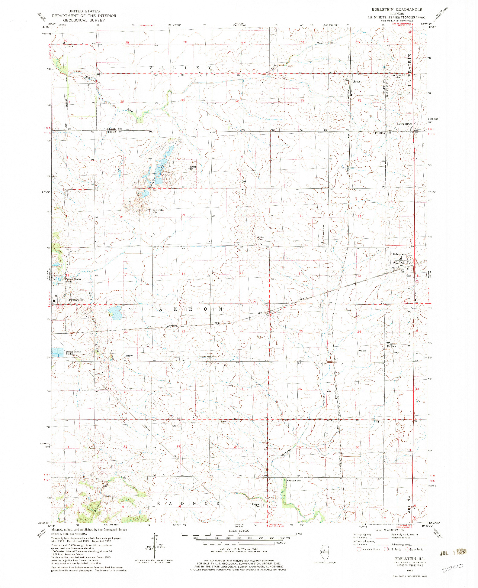 USGS 1:24000-SCALE QUADRANGLE FOR EDELSTEIN, IL 1982