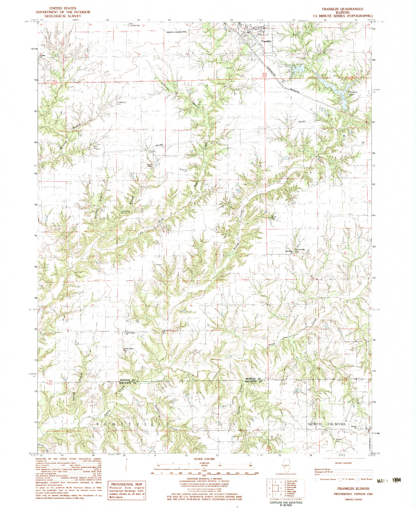 USGS 1:24000-SCALE QUADRANGLE FOR FRANKLIN, IL 1983