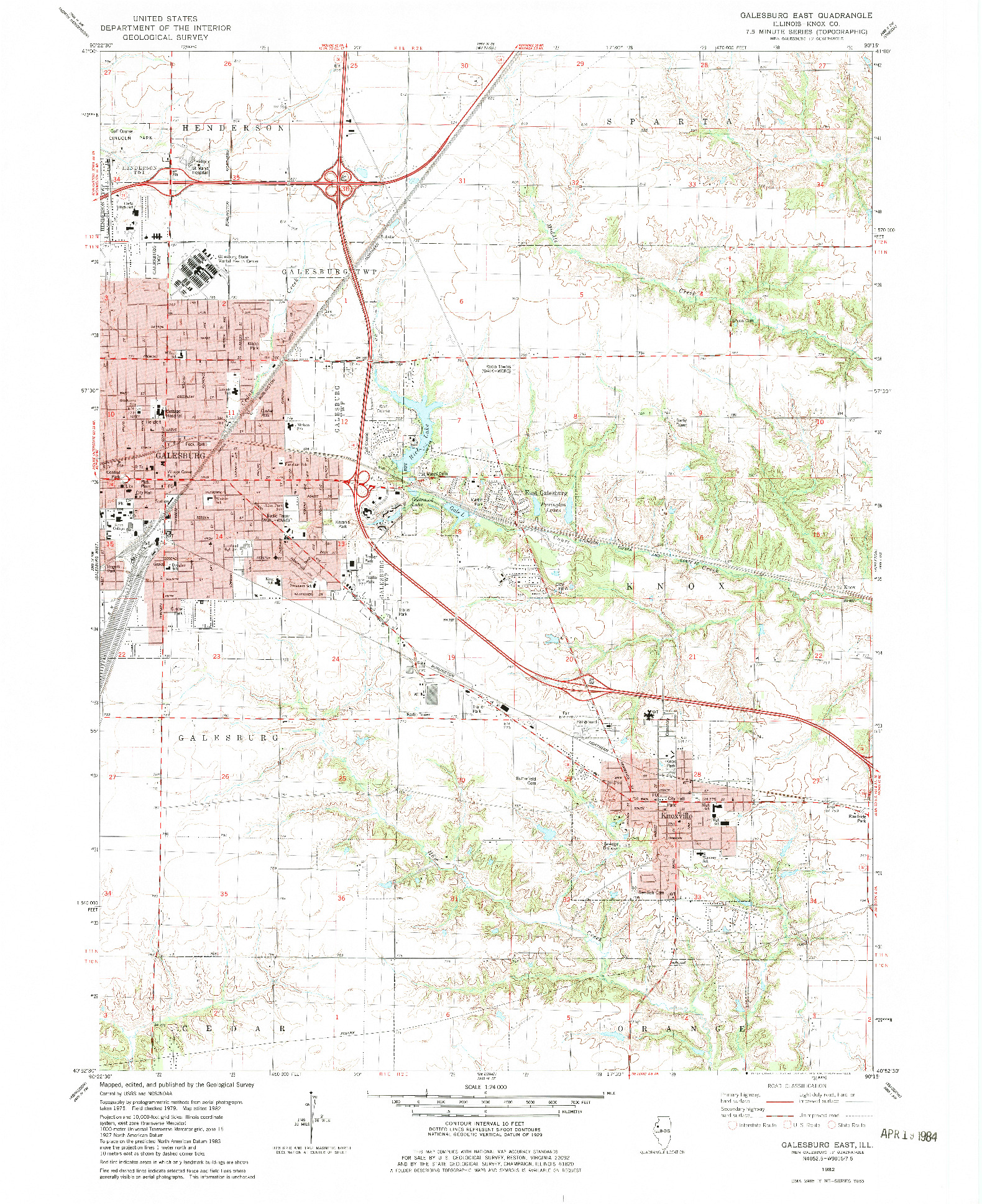 USGS 1:24000-SCALE QUADRANGLE FOR GALESBURG EAST, IL 1982