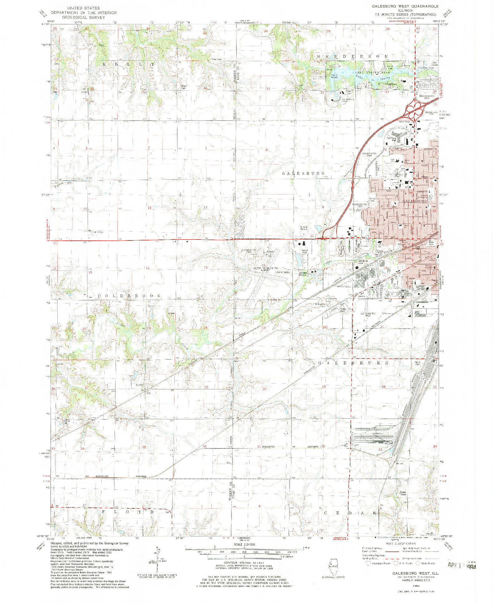 USGS 1:24000-SCALE QUADRANGLE FOR GALESBURG WEST, IL 1982