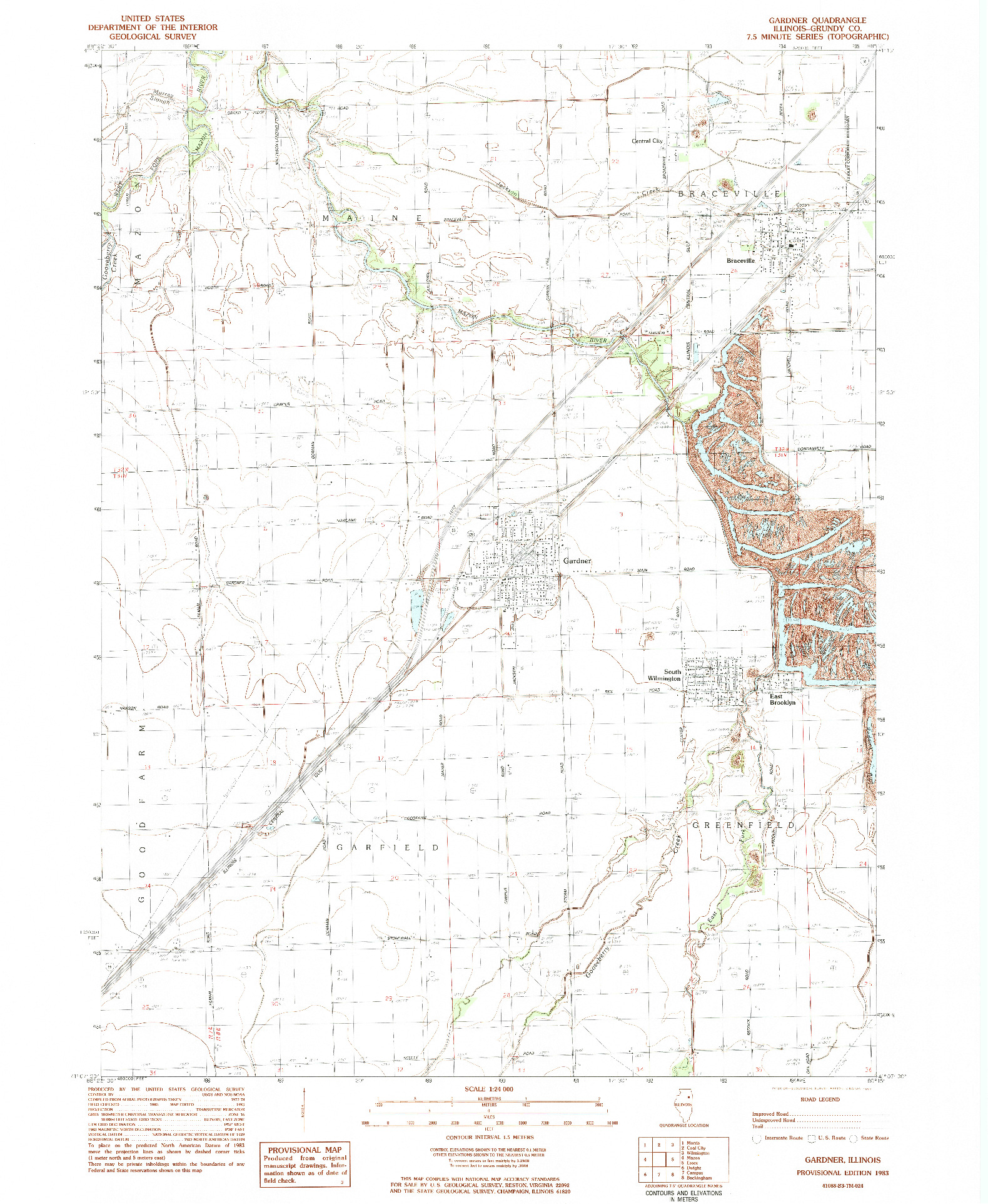USGS 1:24000-SCALE QUADRANGLE FOR GARDNER, IL 1983