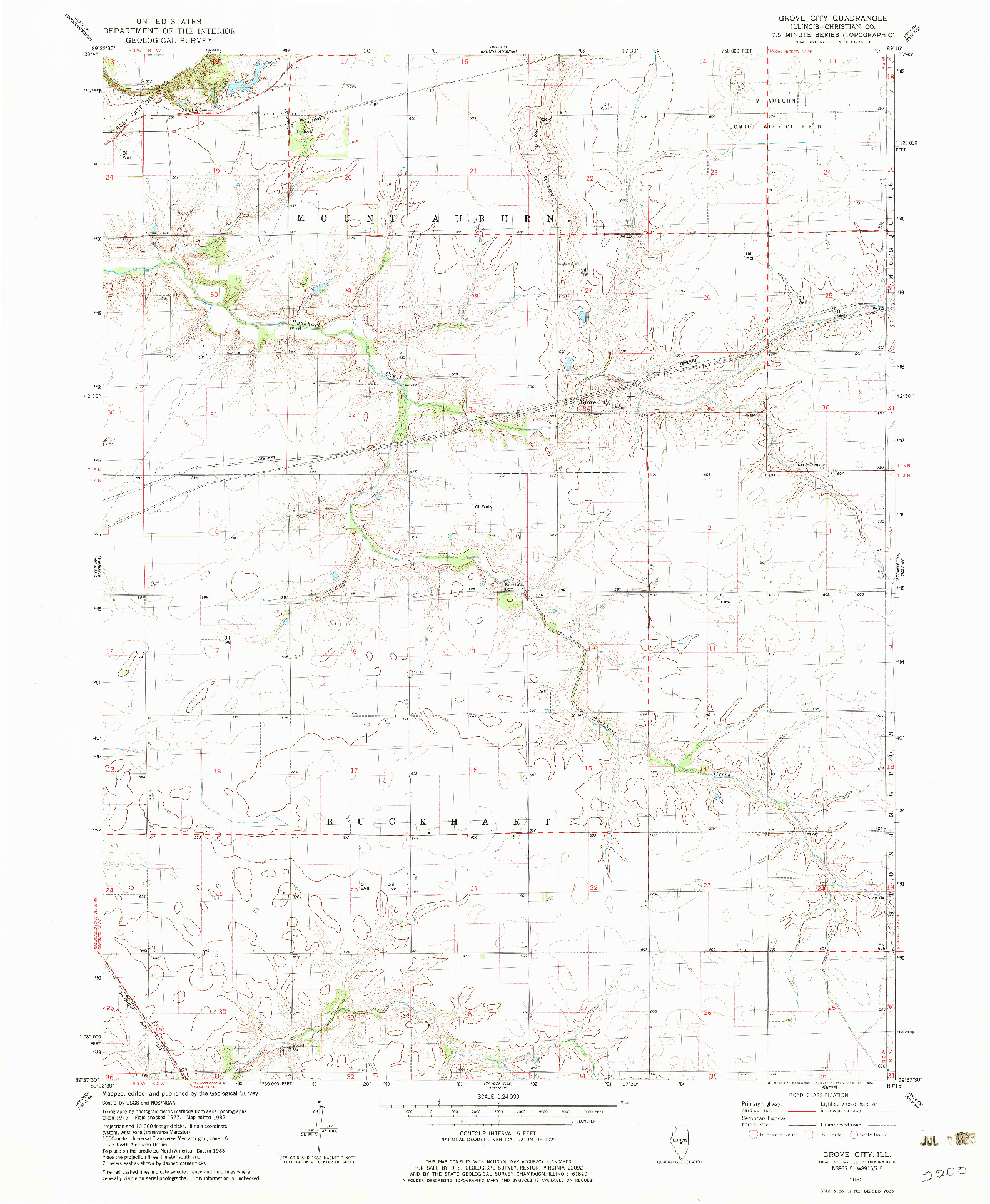USGS 1:24000-SCALE QUADRANGLE FOR GROVE CITY, IL 1982