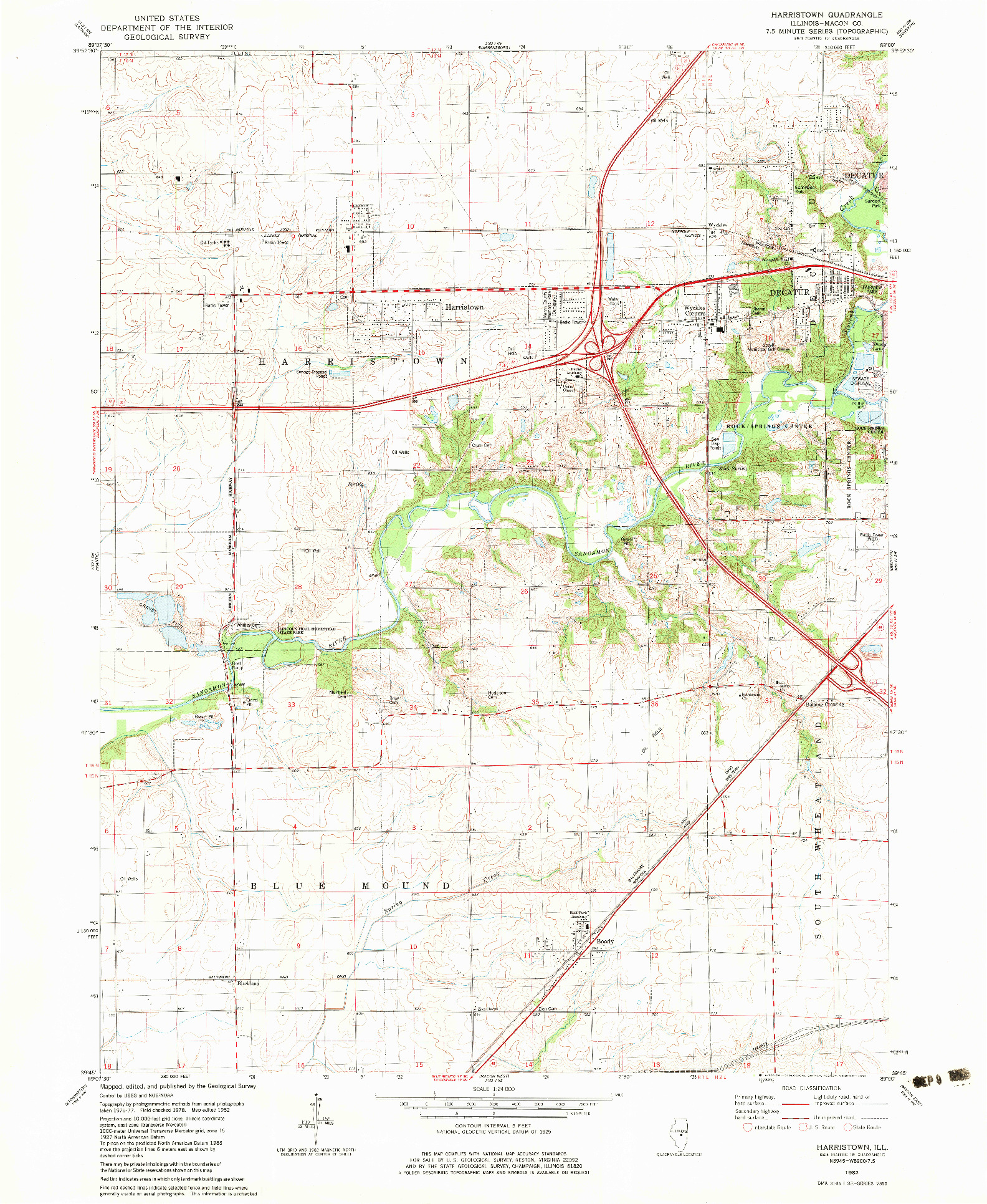 USGS 1:24000-SCALE QUADRANGLE FOR HARRISTOWN, IL 1982