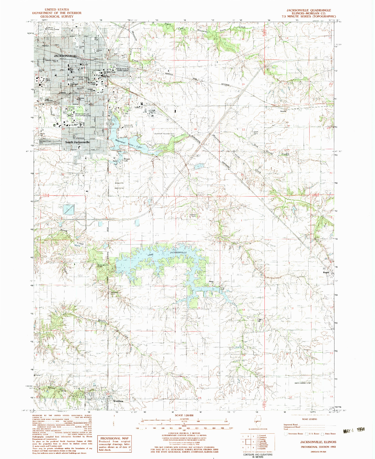 USGS 1:24000-SCALE QUADRANGLE FOR JACKSONVILLE, IL 1983