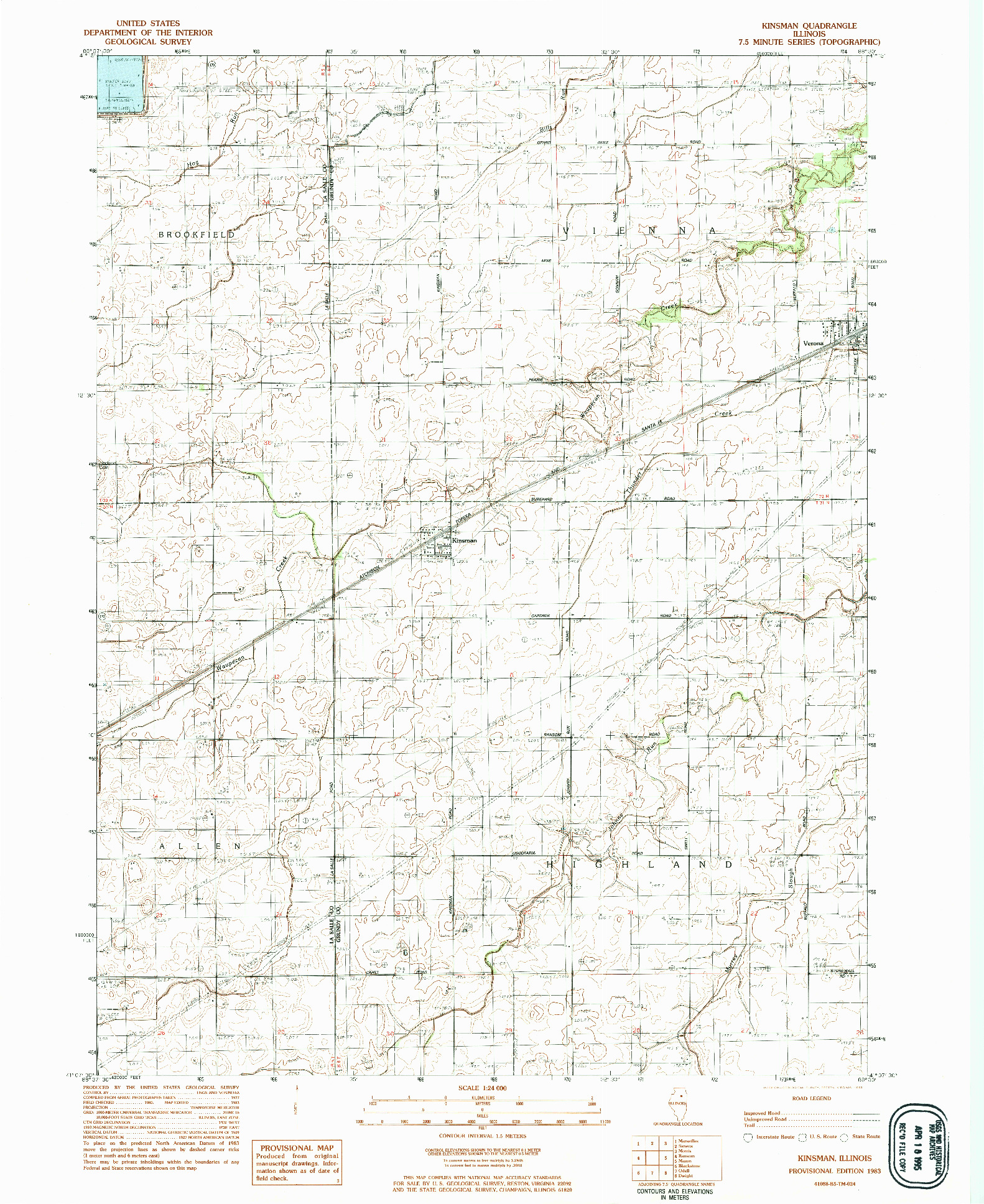 USGS 1:24000-SCALE QUADRANGLE FOR KINSMAN, IL 1983