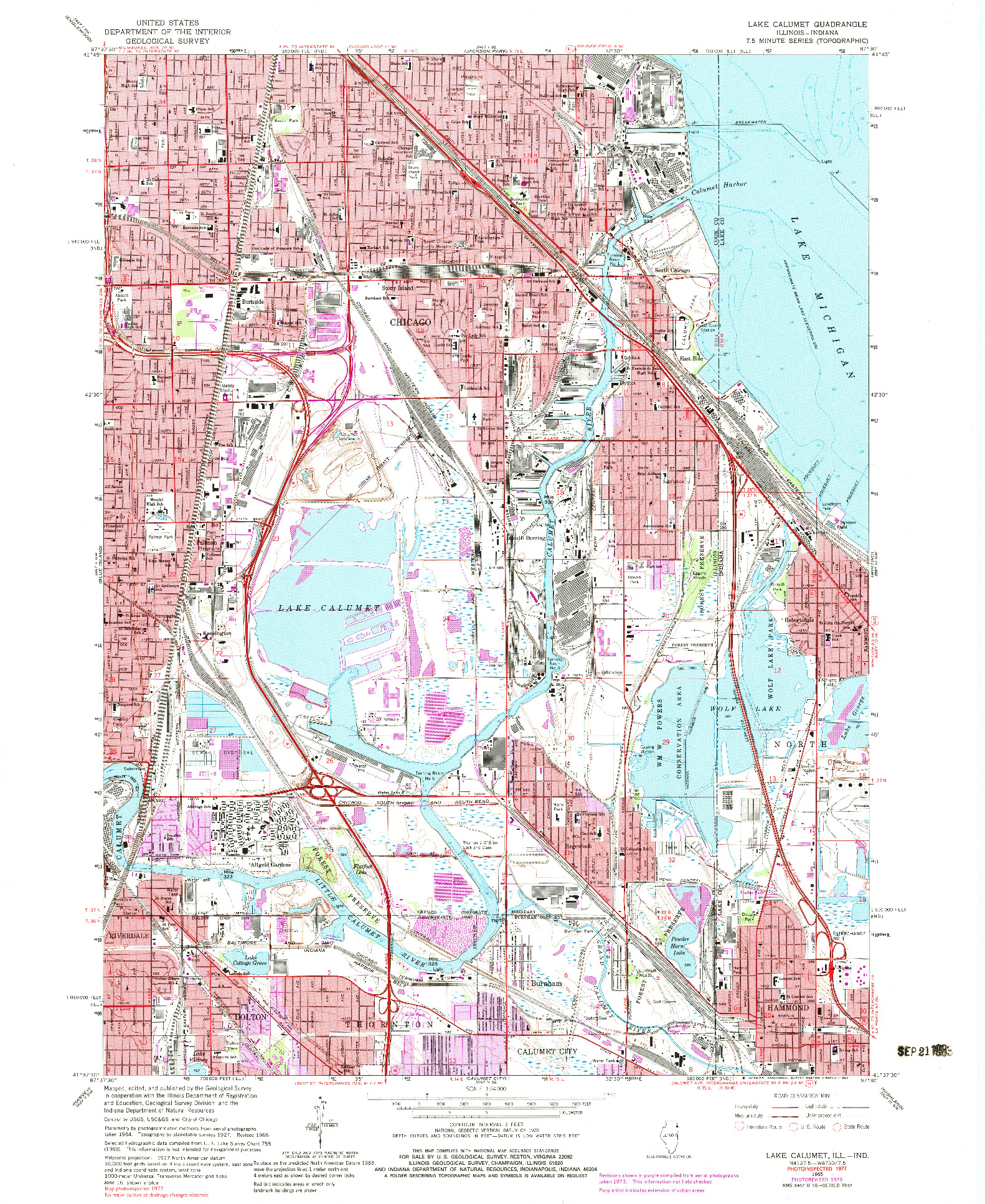 USGS 1:24000-SCALE QUADRANGLE FOR LAKE CALUMET, IL 1965