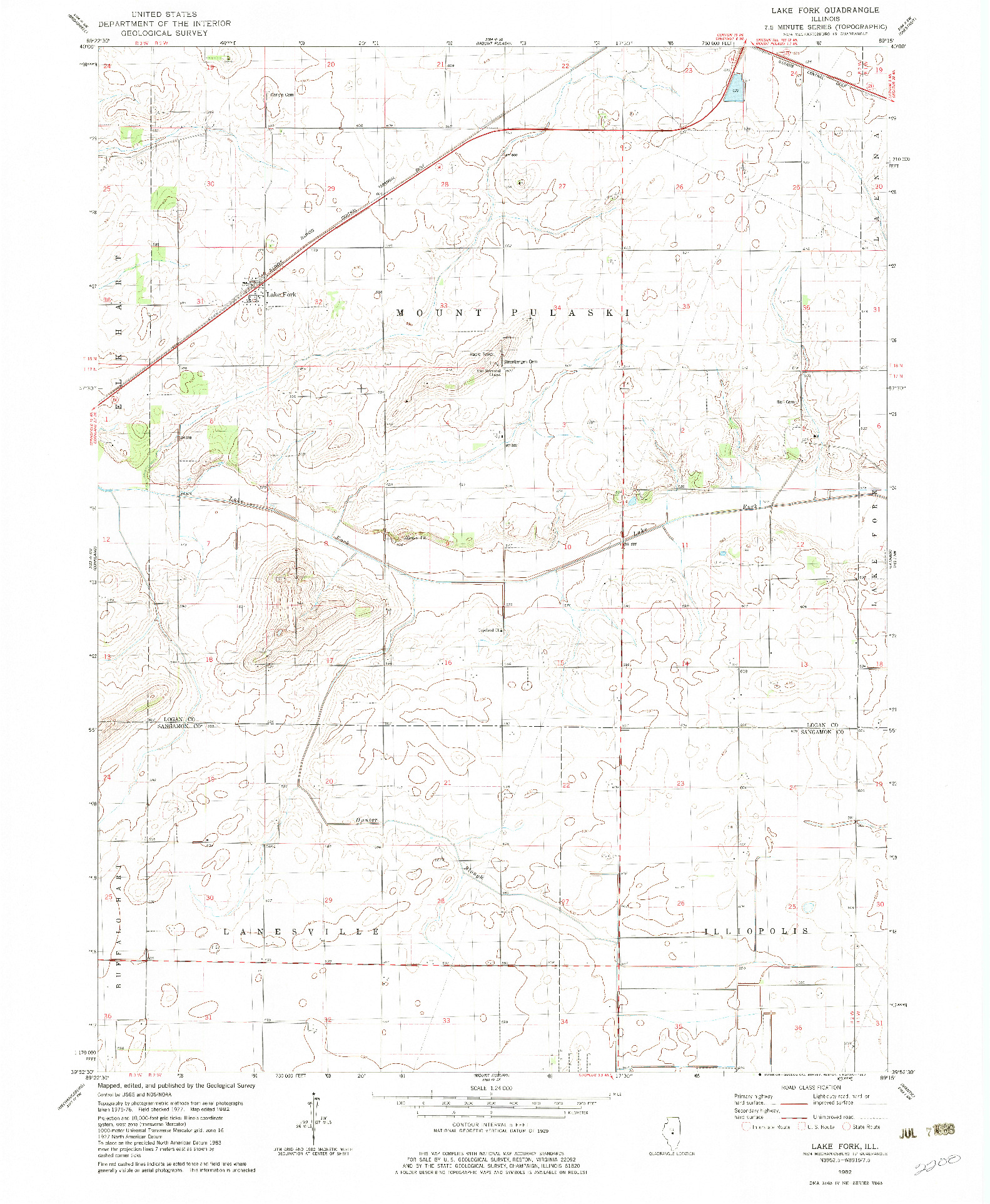 USGS 1:24000-SCALE QUADRANGLE FOR LAKE FORK, IL 1982