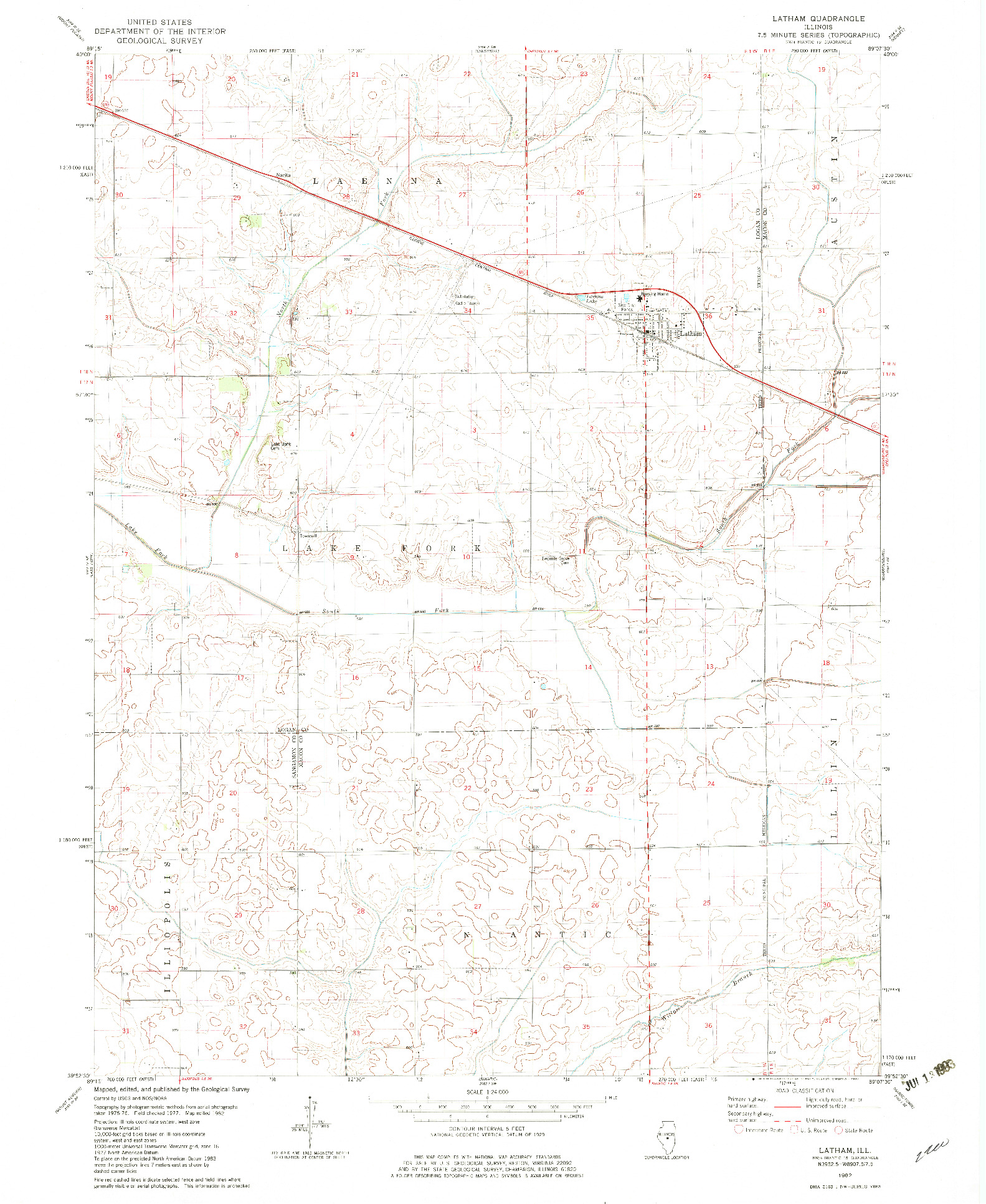 USGS 1:24000-SCALE QUADRANGLE FOR LATHAM, IL 1982