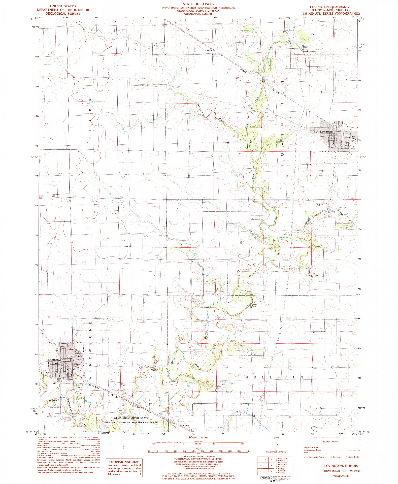 USGS 1:24000-SCALE QUADRANGLE FOR LOVINGTON, IL 1983