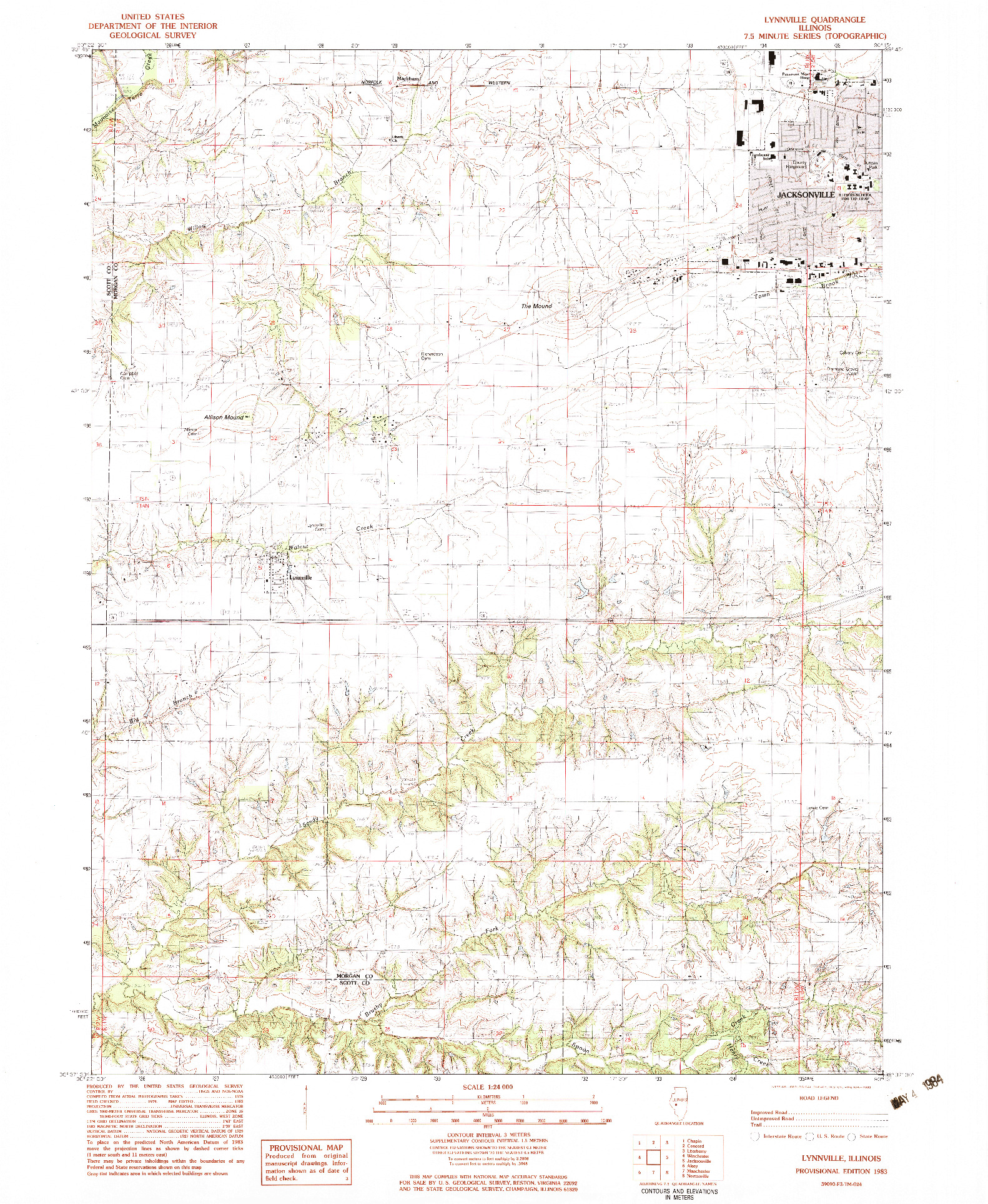 USGS 1:24000-SCALE QUADRANGLE FOR LYNNVILLE, IL 1983