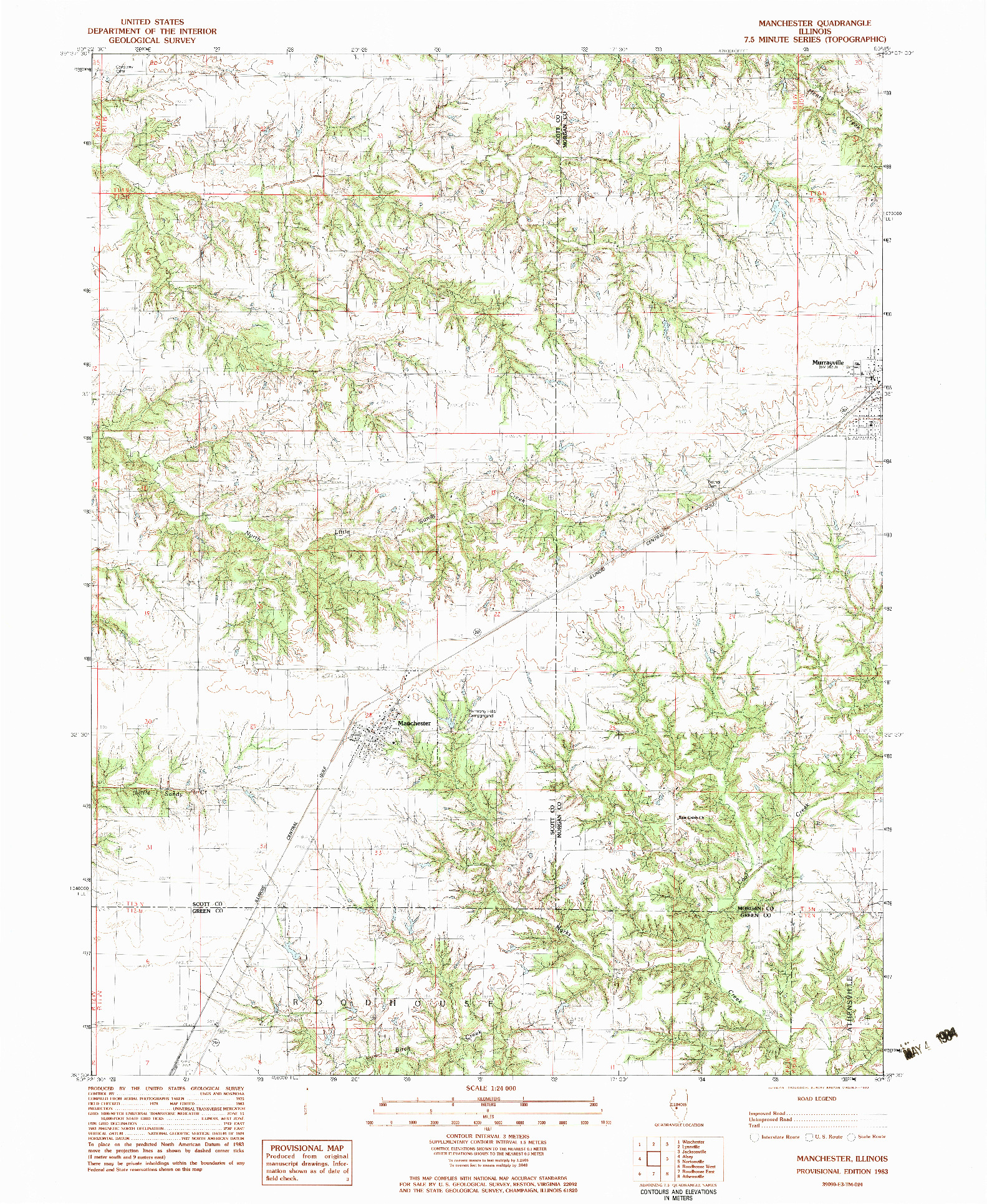 USGS 1:24000-SCALE QUADRANGLE FOR MANCHESTER, IL 1983