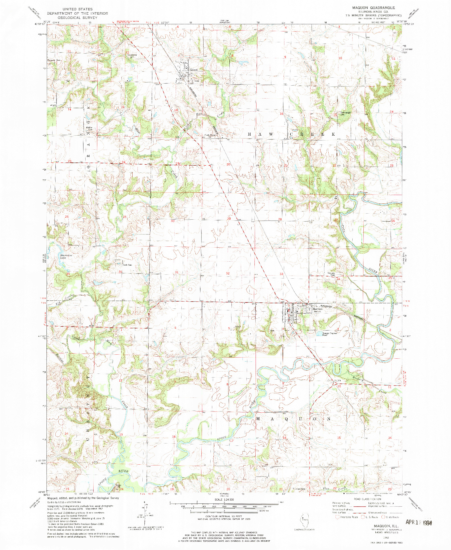 USGS 1:24000-SCALE QUADRANGLE FOR MAQUON, IL 1982