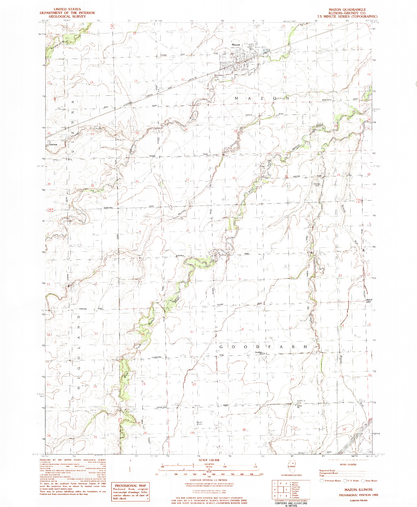 USGS 1:24000-SCALE QUADRANGLE FOR MAZON, IL 1983