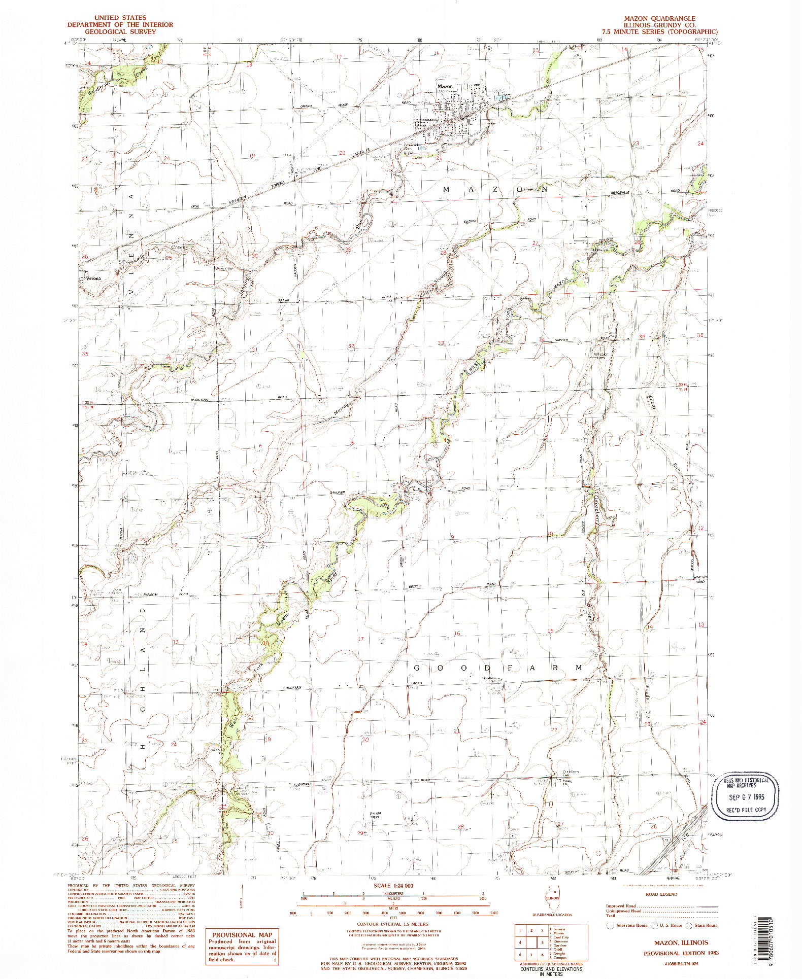 USGS 1:24000-SCALE QUADRANGLE FOR MAZON, IL 1983