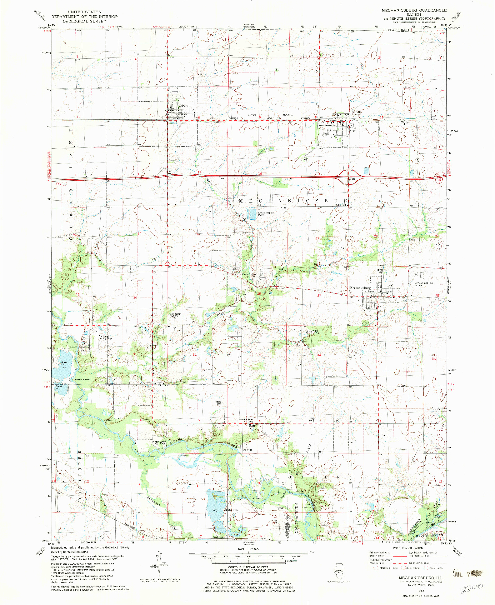 USGS 1:24000-SCALE QUADRANGLE FOR MECHANICSBURG, IL 1982