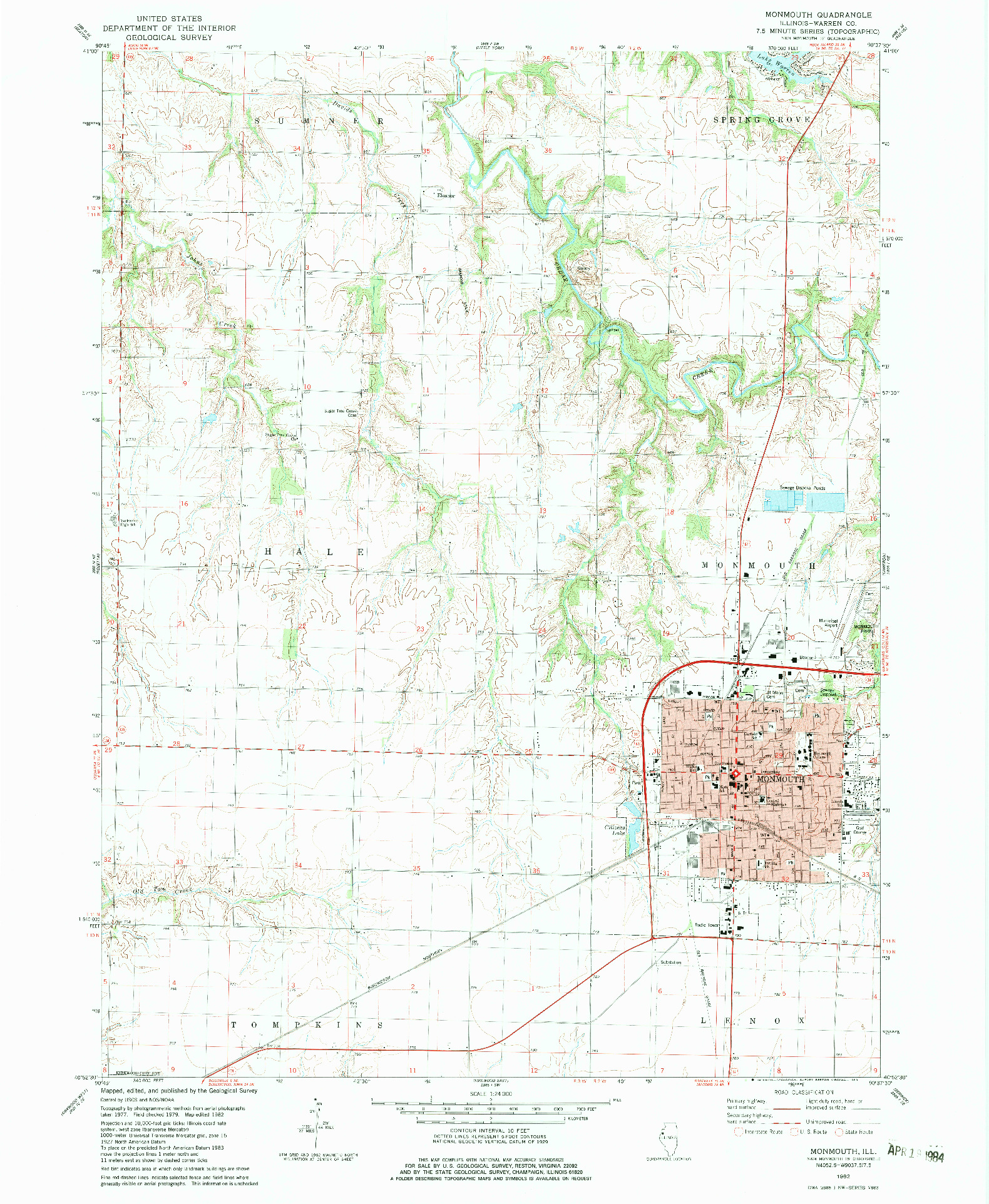 USGS 1:24000-SCALE QUADRANGLE FOR MONMOUTH, IL 1982