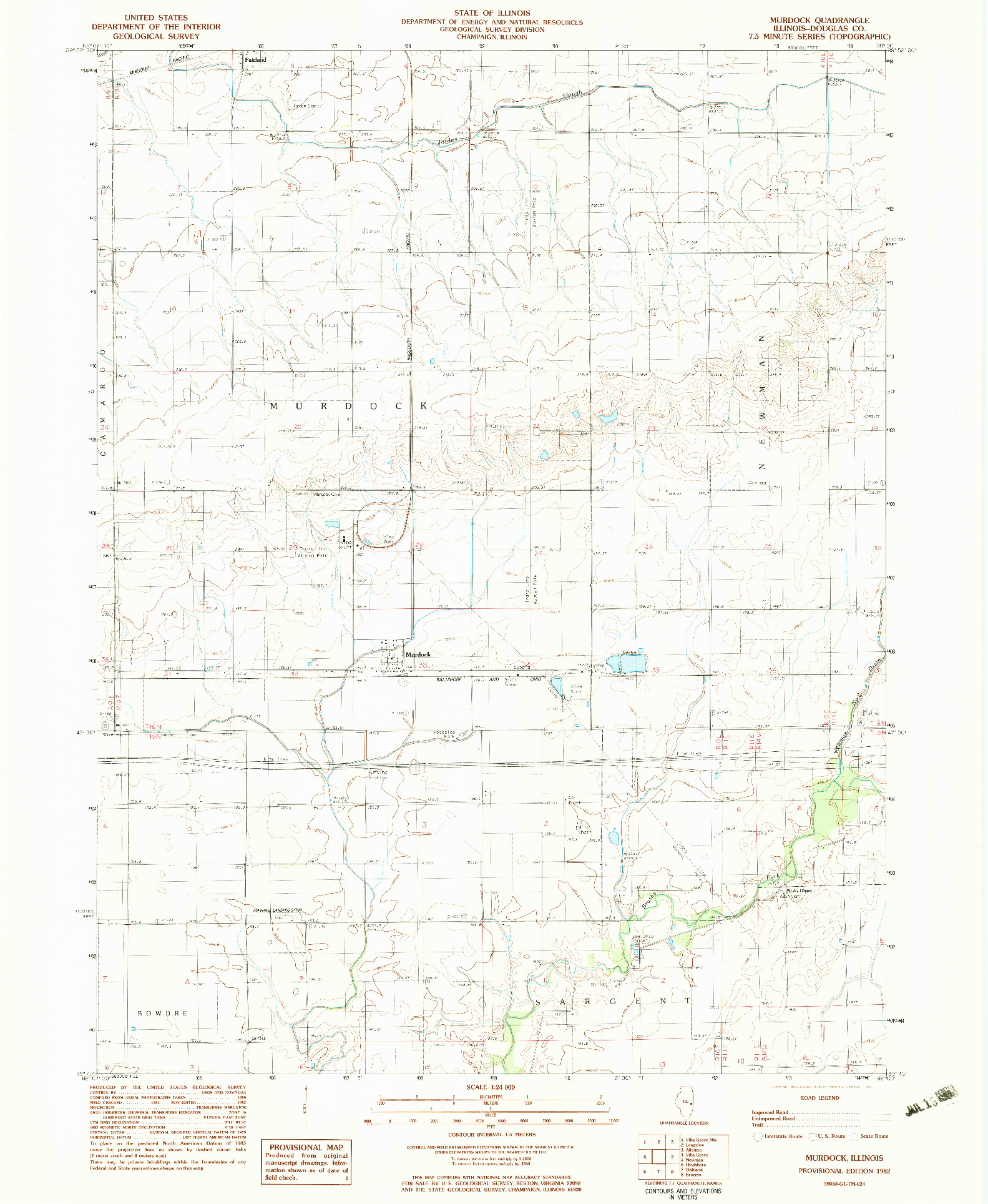 USGS 1:24000-SCALE QUADRANGLE FOR MURDOCK, IL 1982