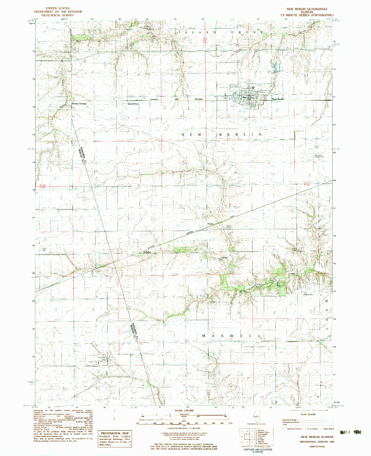 USGS 1:24000-SCALE QUADRANGLE FOR NEW BERLIN, IL 1983