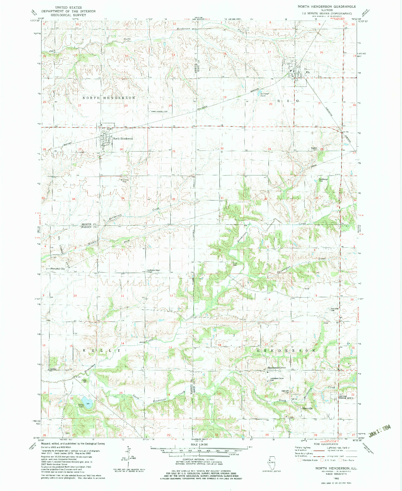 USGS 1:24000-SCALE QUADRANGLE FOR NORTH HENDERSON, IL 1982