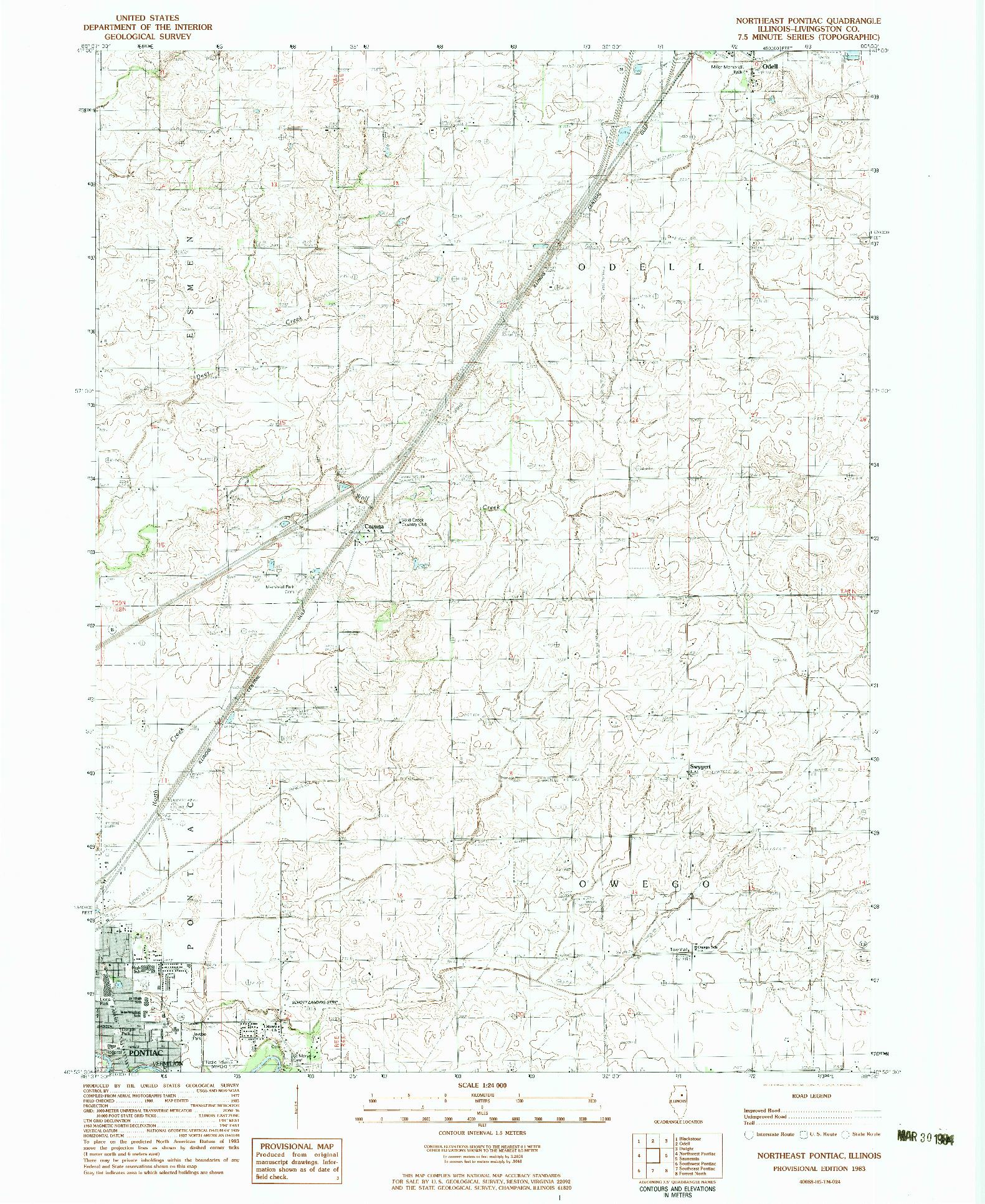 USGS 1:24000-SCALE QUADRANGLE FOR NORTHEAST PONTIAC, IL 1983