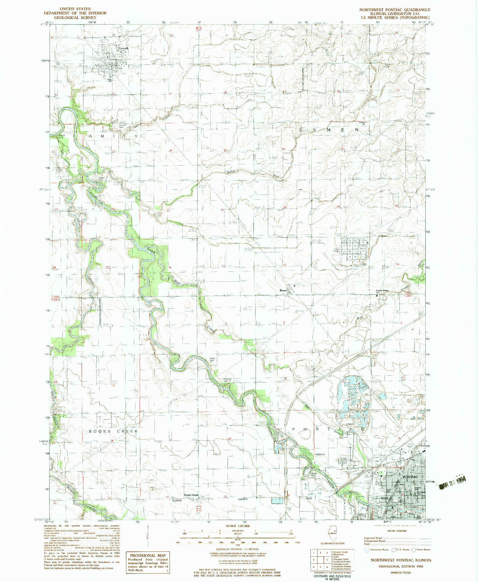 USGS 1:24000-SCALE QUADRANGLE FOR NORTHWEST PONTIAC, IL 1983