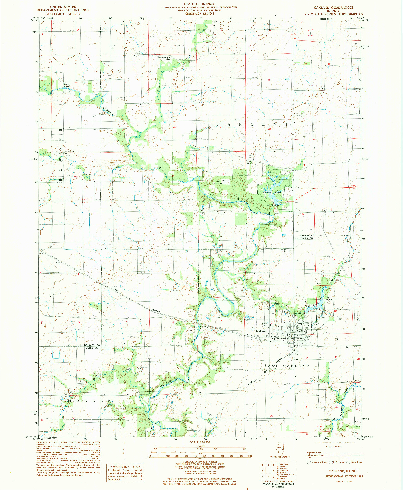 USGS 1:24000-SCALE QUADRANGLE FOR OAKLAND, IL 1982