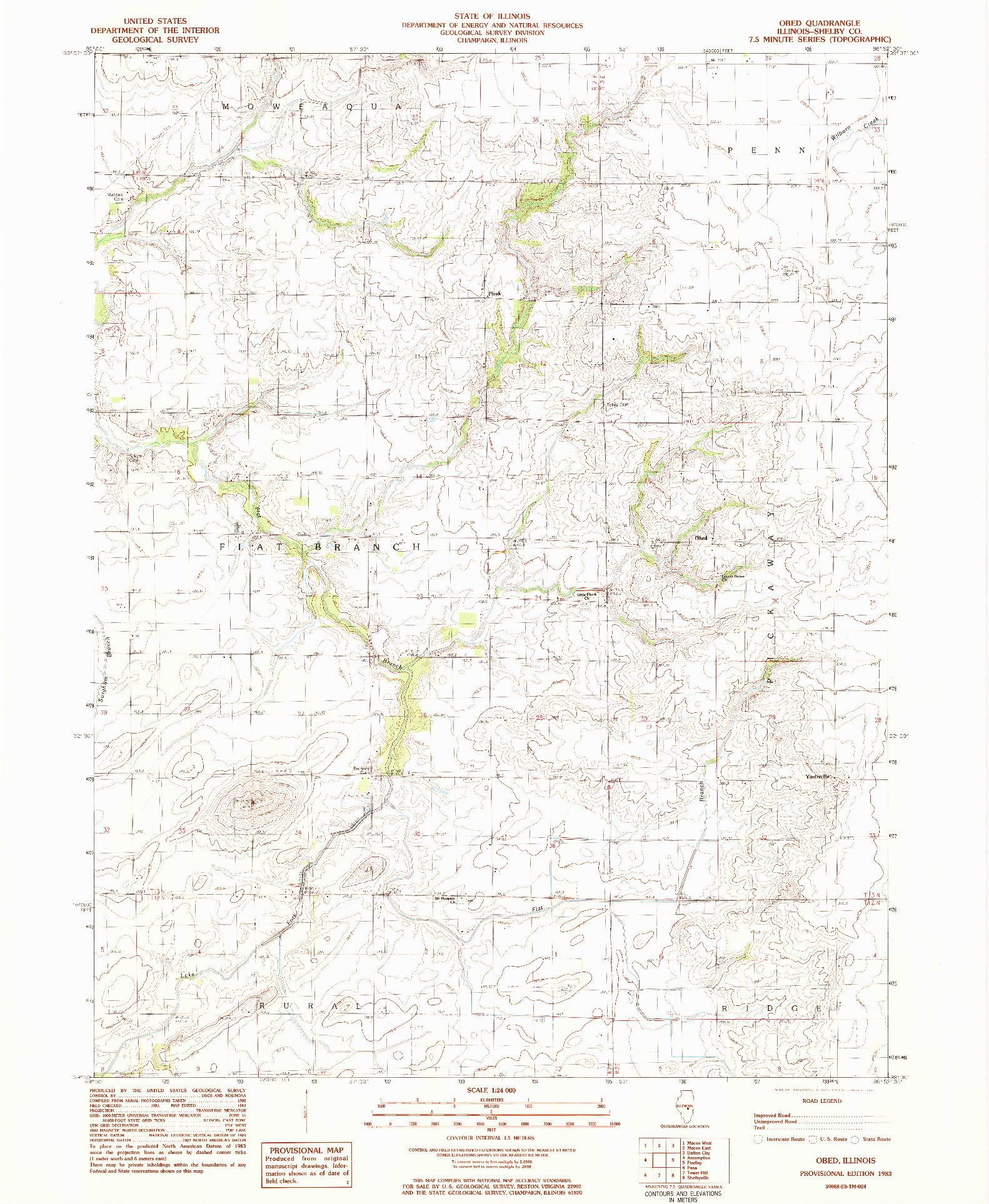 USGS 1:24000-SCALE QUADRANGLE FOR OBED, IL 1983