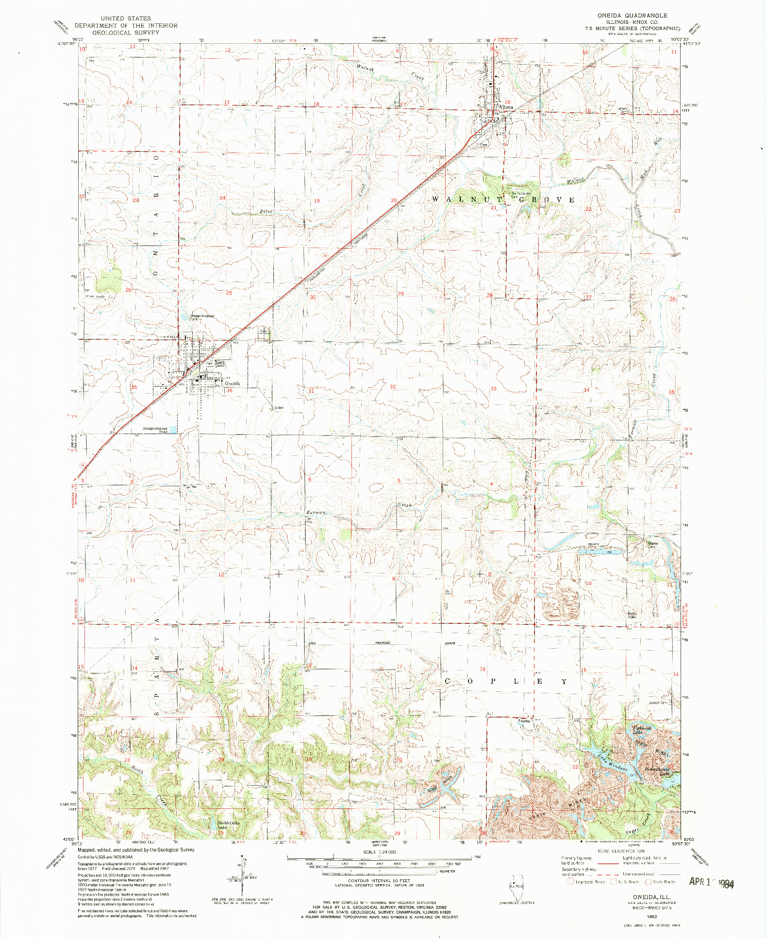 USGS 1:24000-SCALE QUADRANGLE FOR ONEIDA, IL 1982