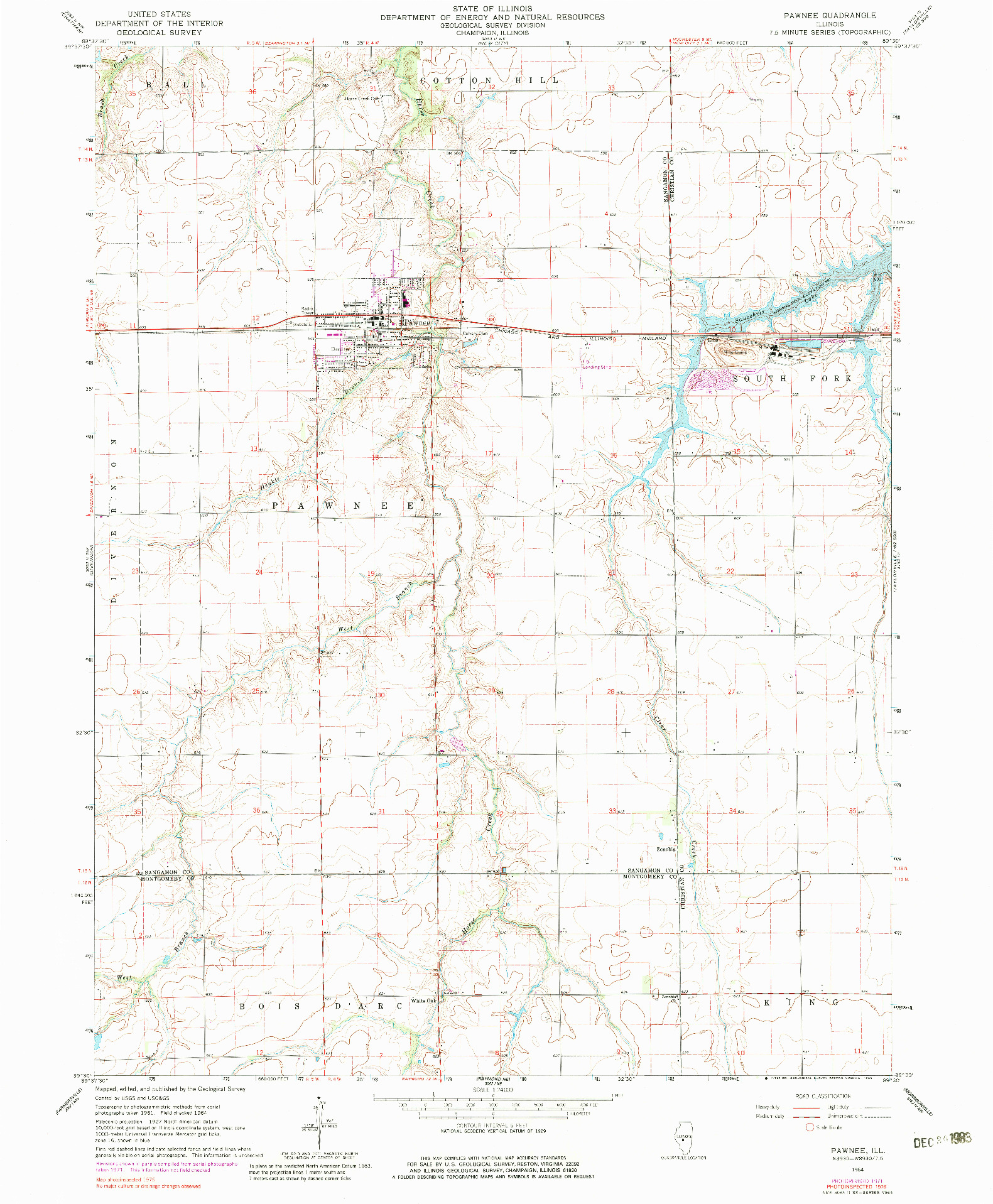 USGS 1:24000-SCALE QUADRANGLE FOR PAWNEE, IL 1964