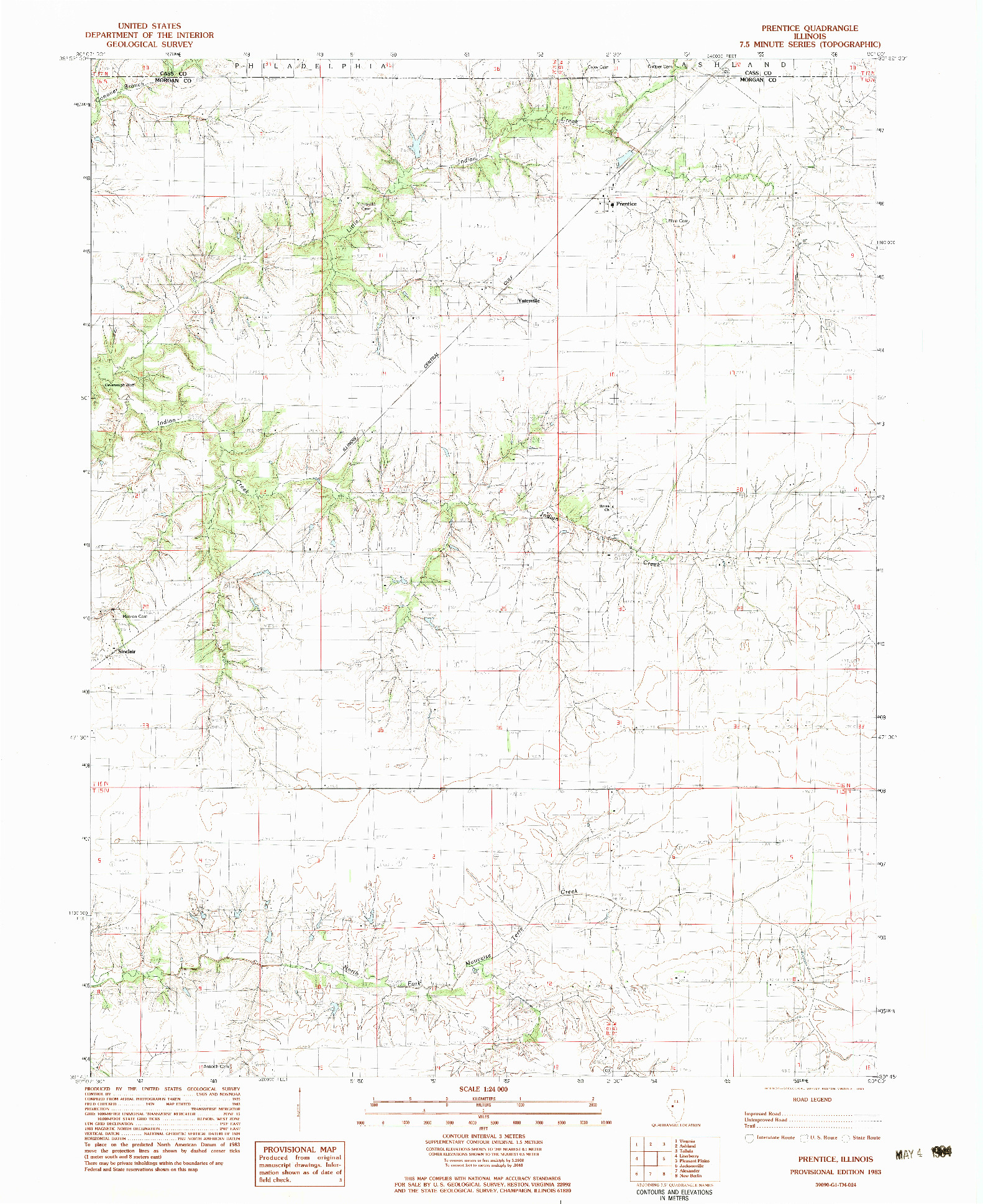 USGS 1:24000-SCALE QUADRANGLE FOR PRENTICE, IL 1983