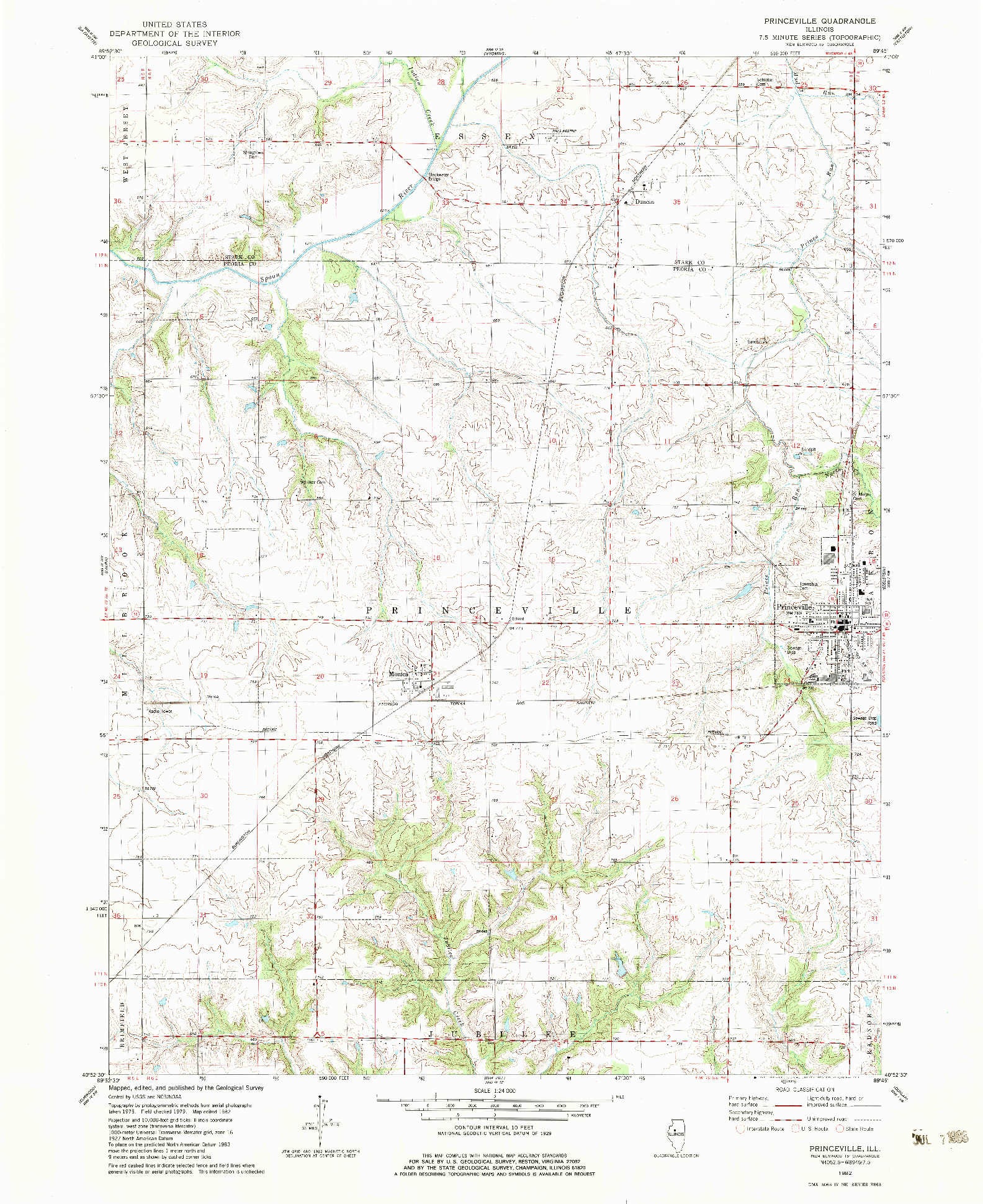 USGS 1:24000-SCALE QUADRANGLE FOR PRINCEVILLE, IL 1982
