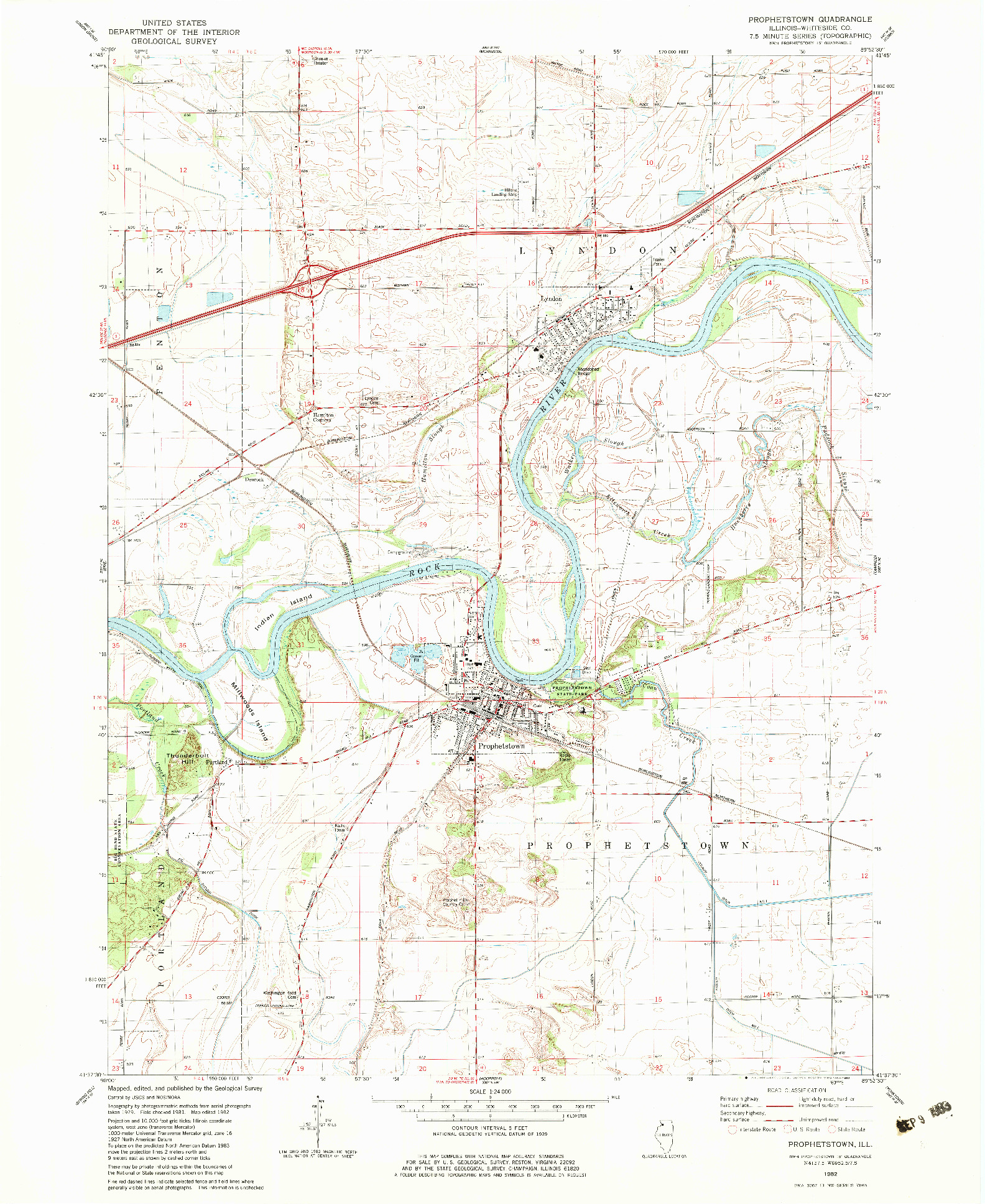 USGS 1:24000-SCALE QUADRANGLE FOR PROPHETSTOWN, IL 1982